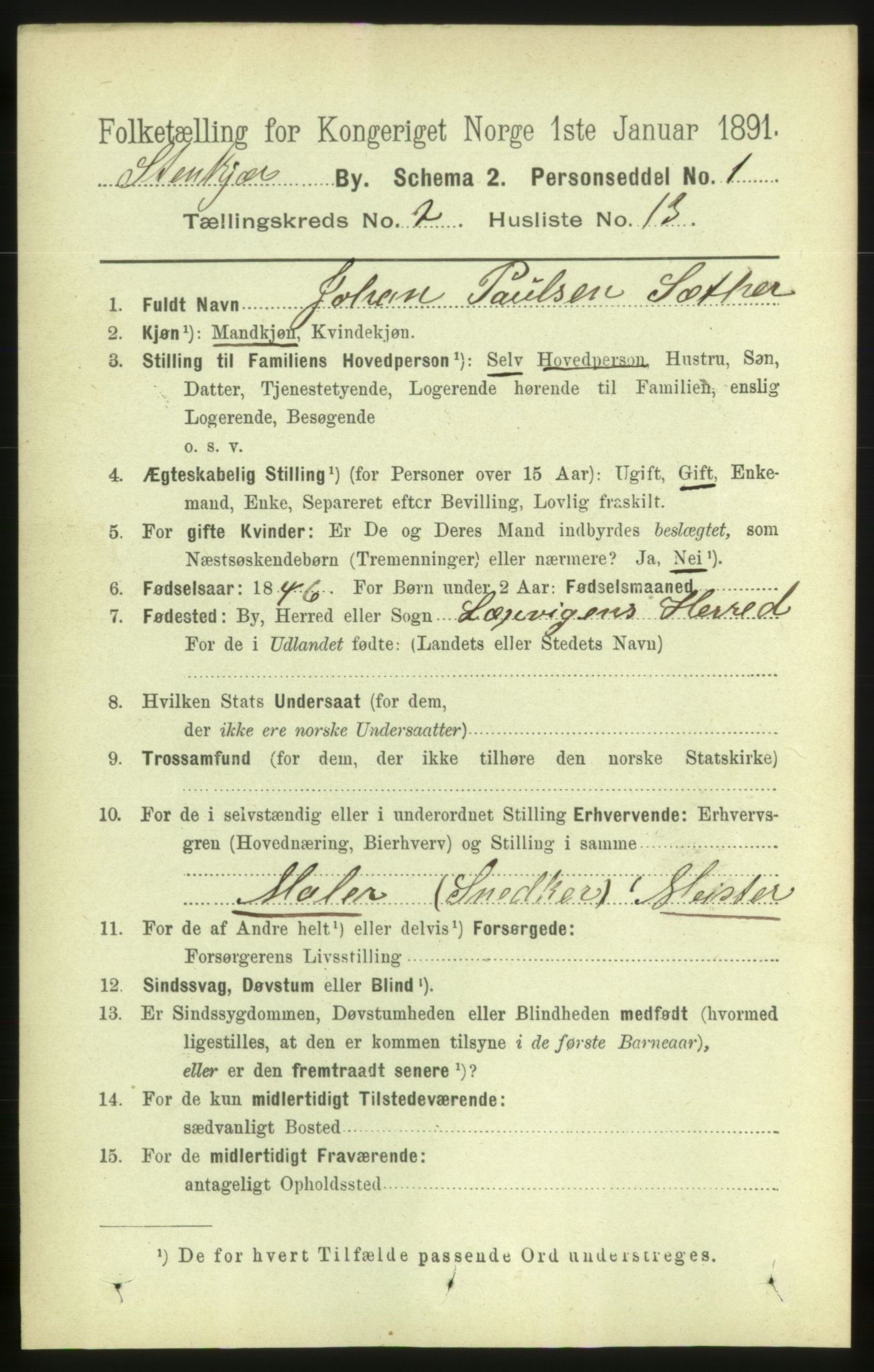 RA, 1891 census for 1702 Steinkjer, 1891, p. 441