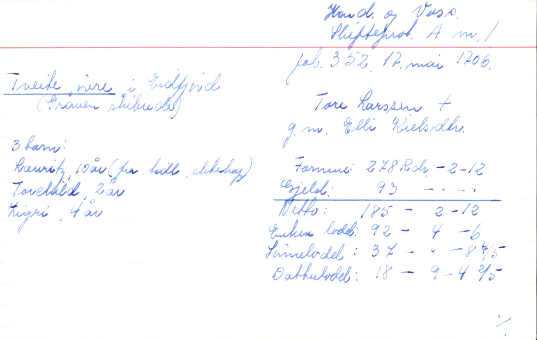 Skiftekort ved Statsarkivet i Bergen, SAB/SKIFTEKORT/002/L0001: Skifteprotokoll nr. 1-3, 1695-1721, p. 91