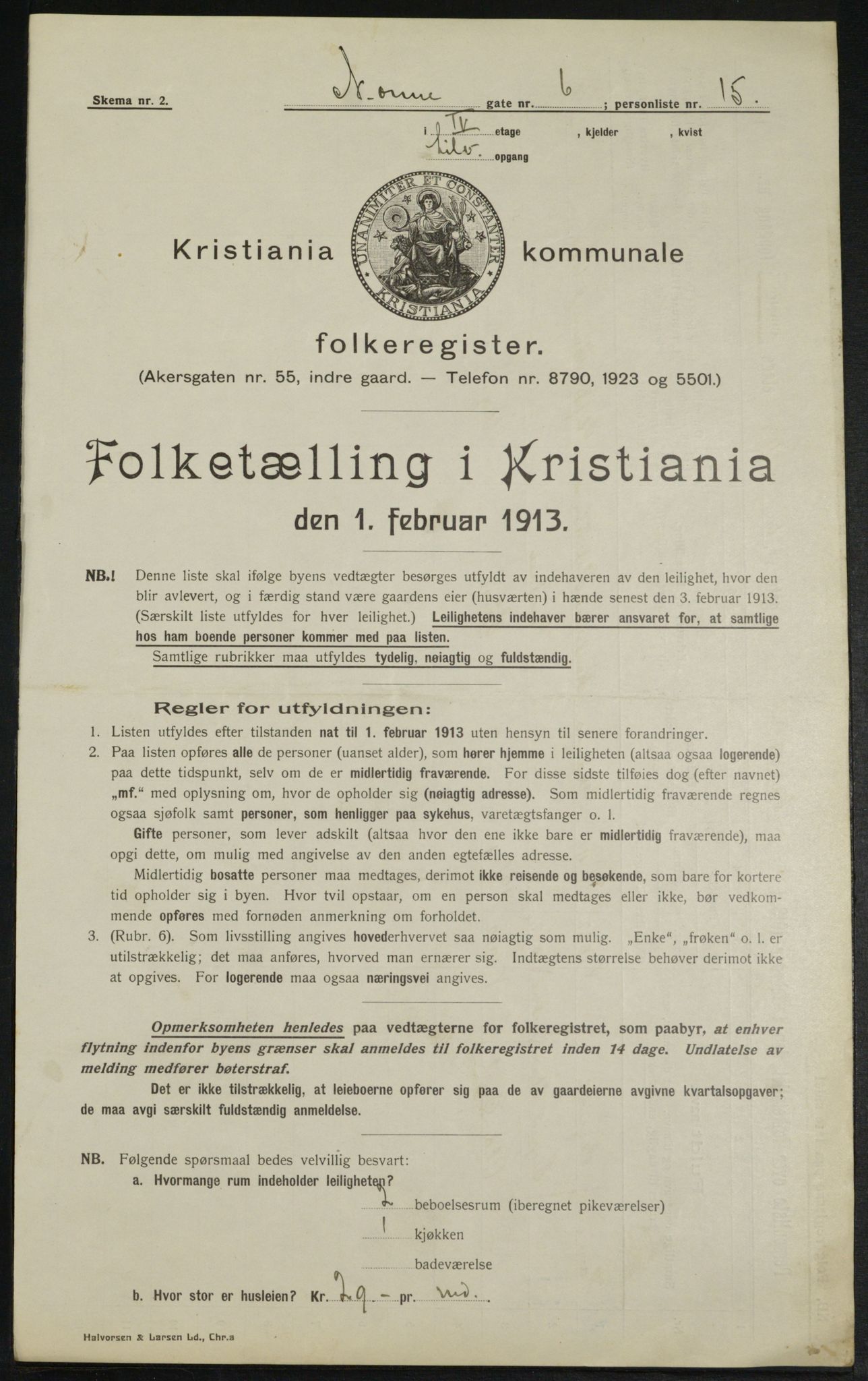 OBA, Municipal Census 1913 for Kristiania, 1913, p. 71443