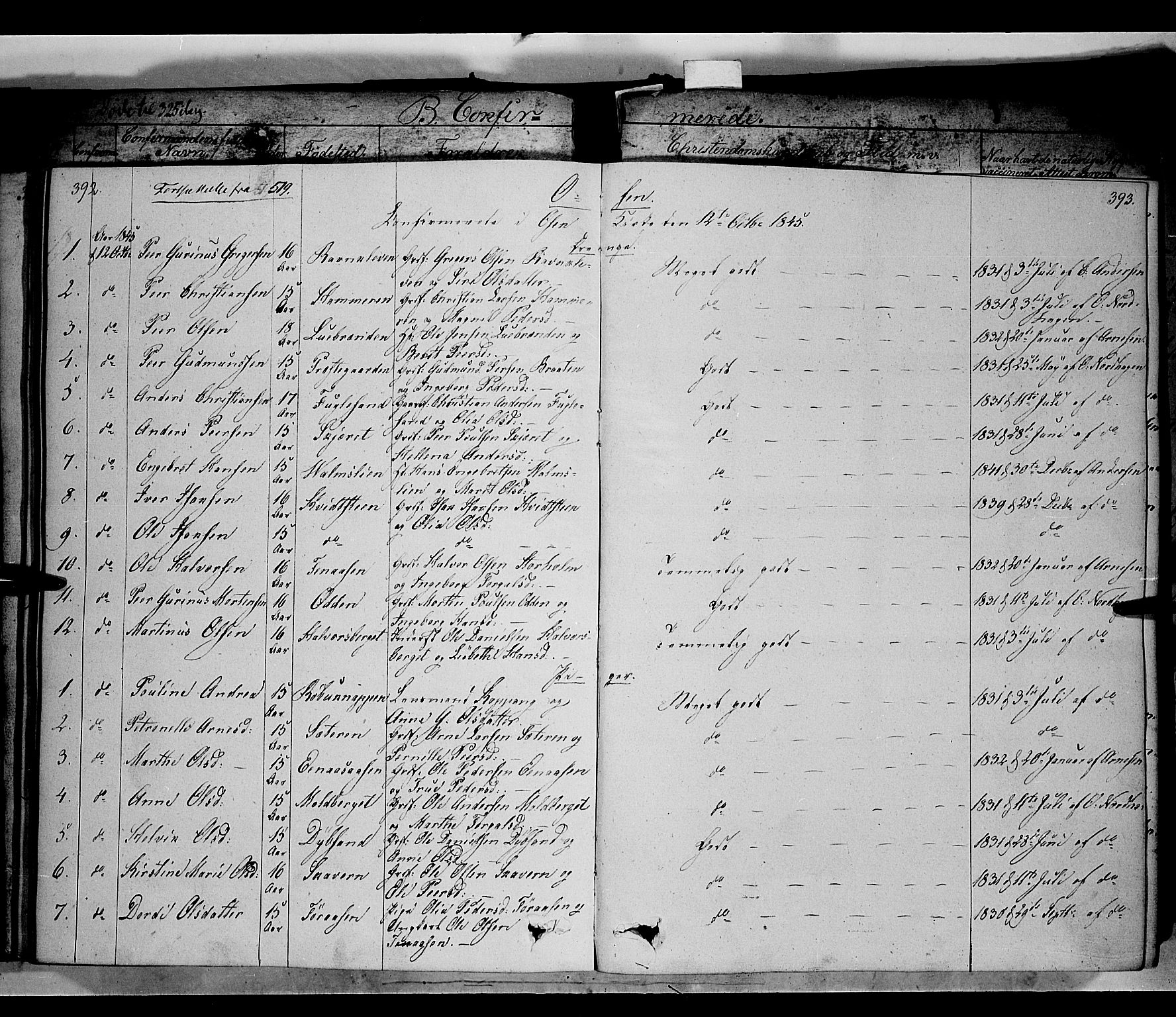 Trysil prestekontor, AV/SAH-PREST-046/H/Ha/Haa/L0004: Parish register (official) no. 4 /2, 1842-1850, p. 392-393