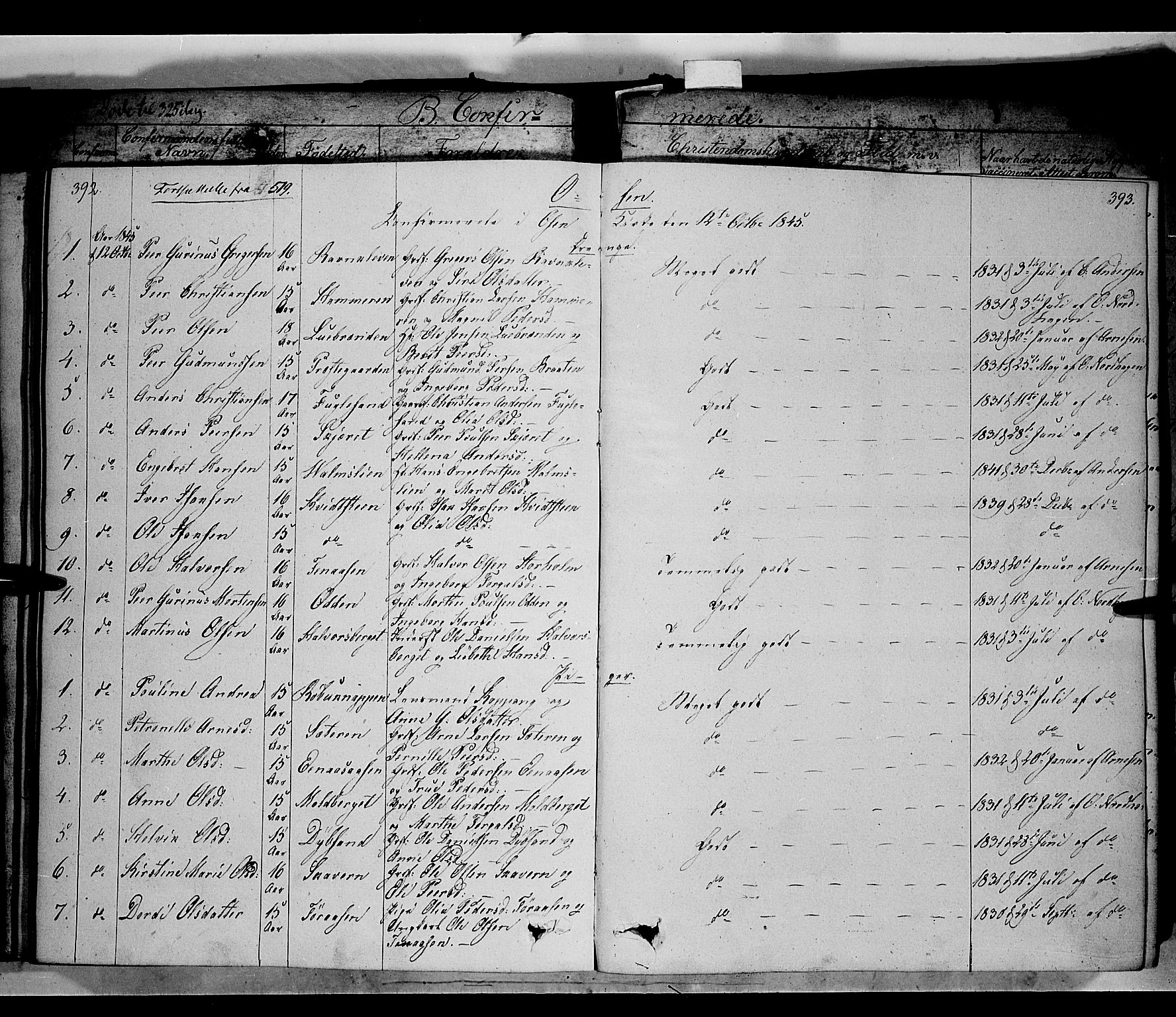 Trysil prestekontor, AV/SAH-PREST-046/H/Ha/Haa/L0004: Parish register (official) no. 4 /2, 1842-1850, p. 392-393