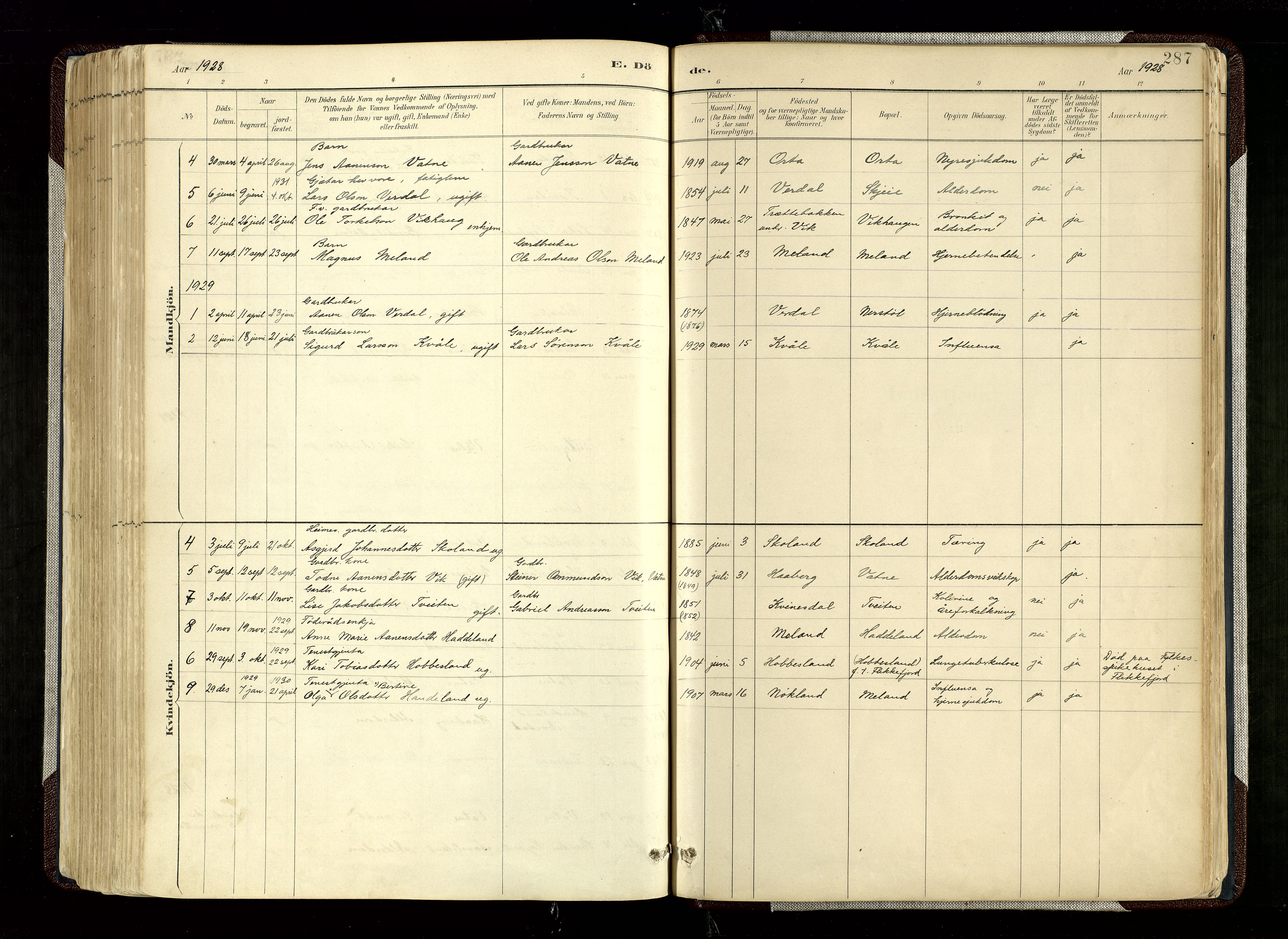 Hægebostad sokneprestkontor, SAK/1111-0024/F/Fa/Fab/L0004: Parish register (official) no. A 4, 1887-1929, p. 287