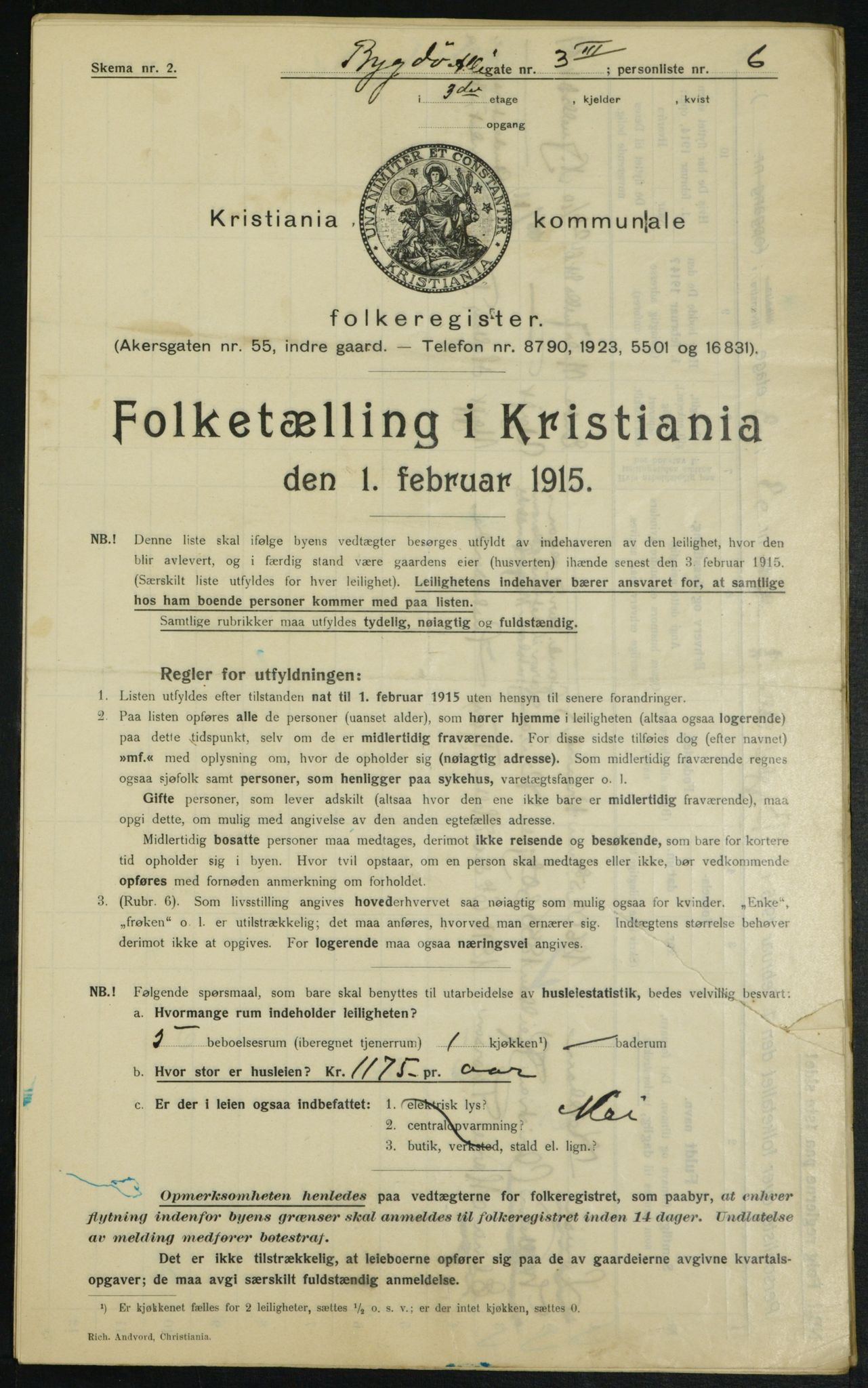 OBA, Municipal Census 1915 for Kristiania, 1915, p. 10188