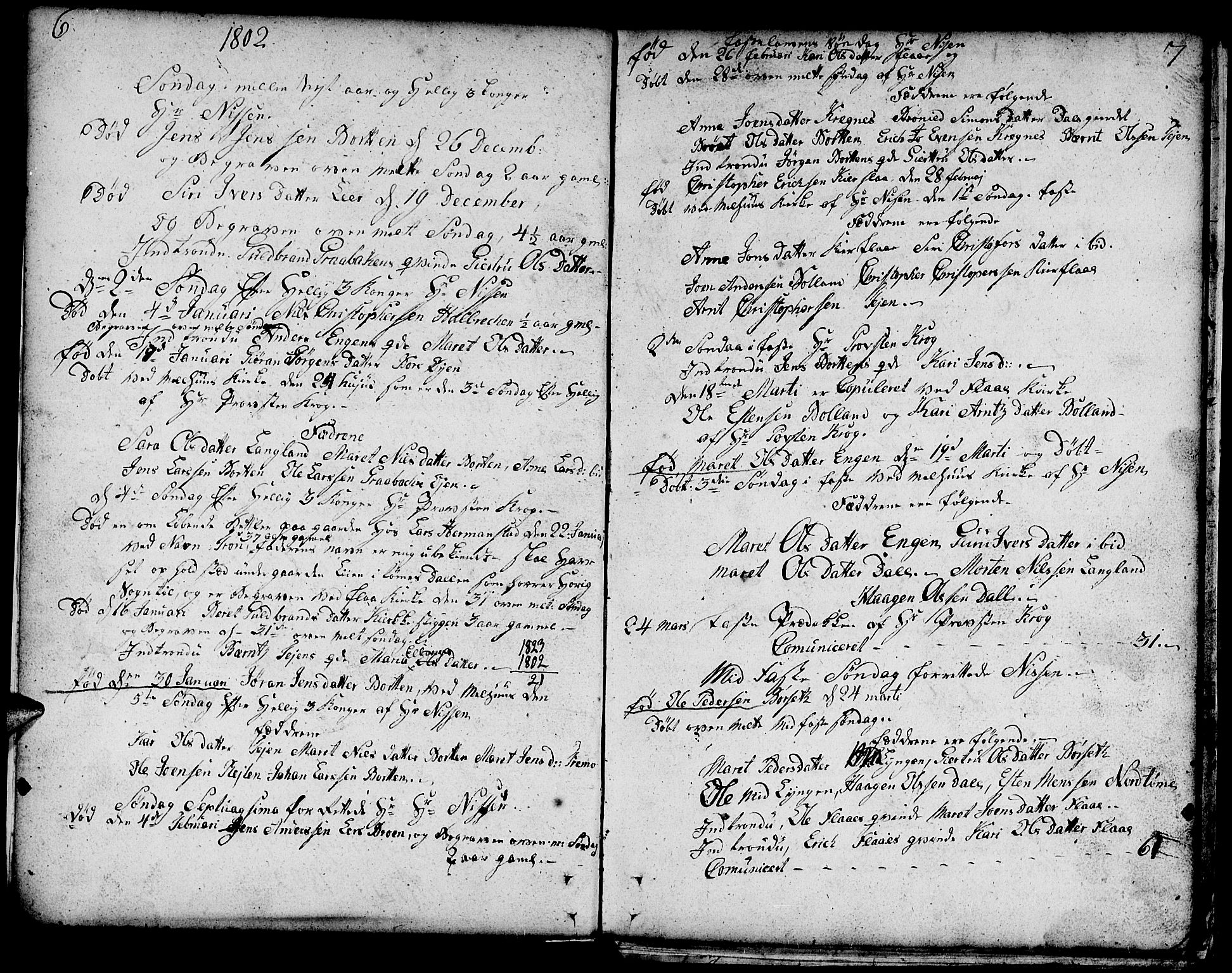Ministerialprotokoller, klokkerbøker og fødselsregistre - Sør-Trøndelag, SAT/A-1456/693/L1120: Parish register (copy) no. 693C01, 1799-1816, p. 6-7