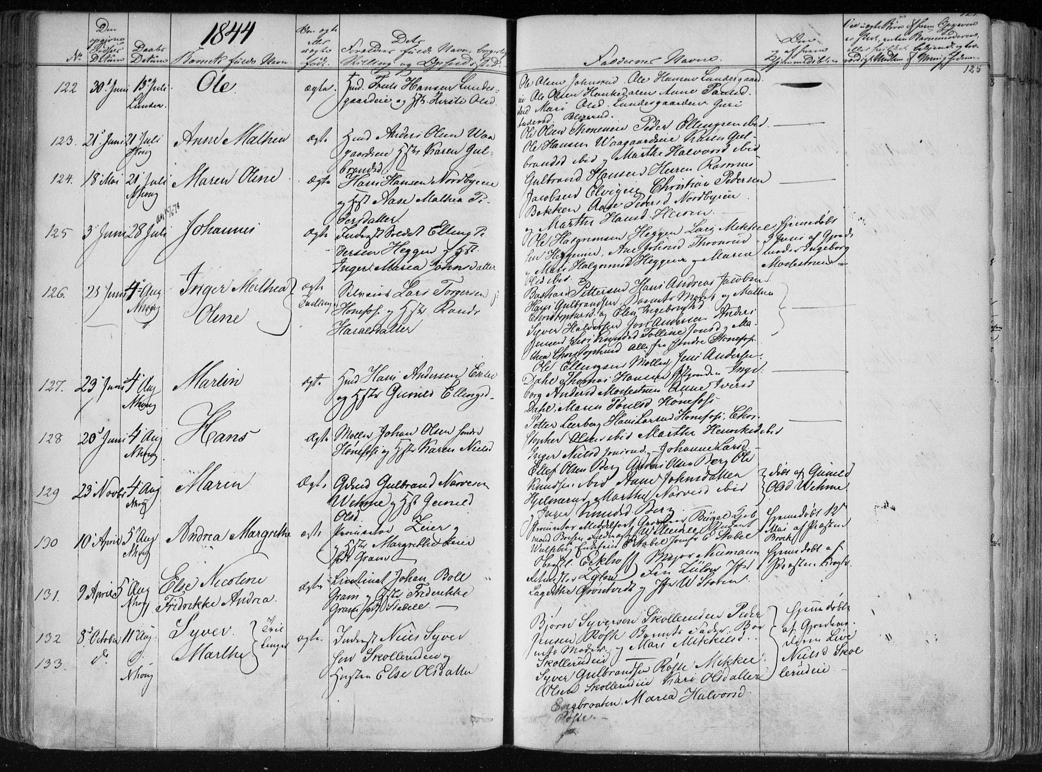 Norderhov kirkebøker, SAKO/A-237/F/Fa/L0010: Parish register (official) no. 10, 1837-1847, p. 125