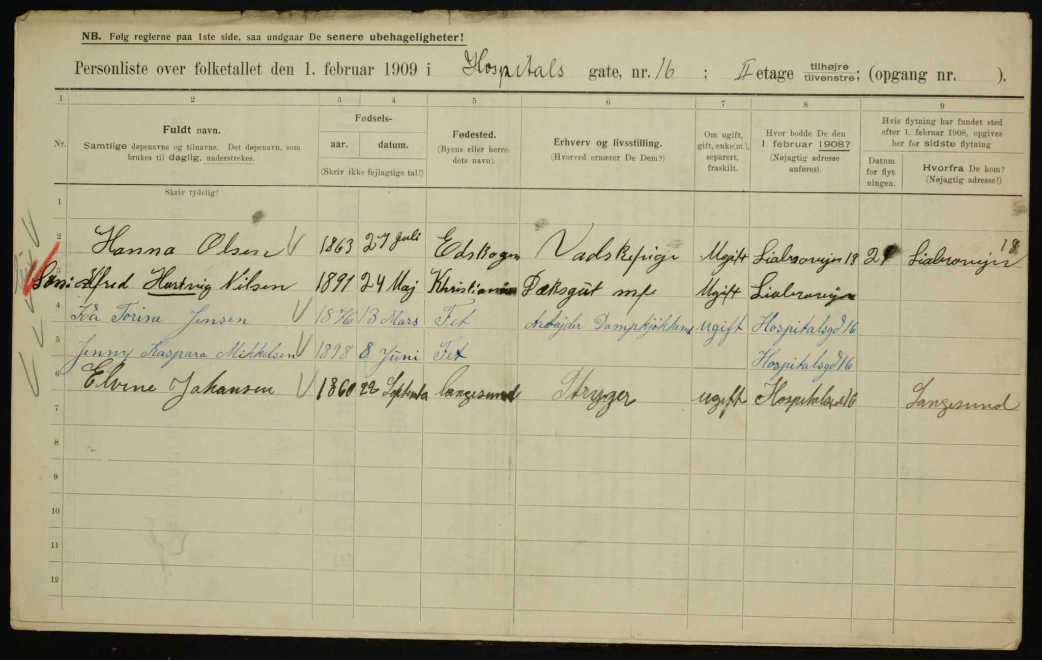 OBA, Municipal Census 1909 for Kristiania, 1909, p. 37669