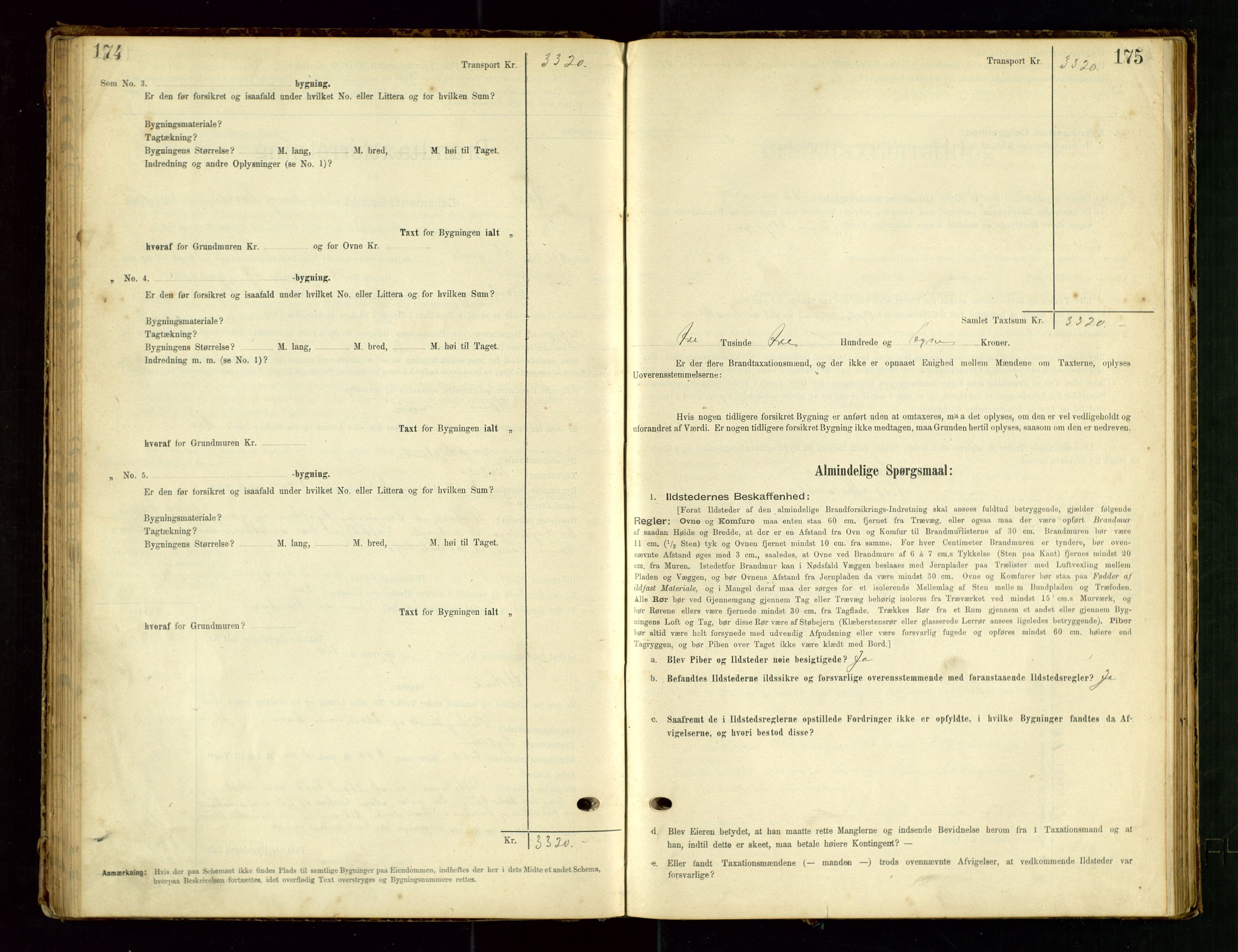 Hå lensmannskontor, SAST/A-100456/Goa/L0003: Takstprotokoll (skjema), 1895-1911, p. 174-175