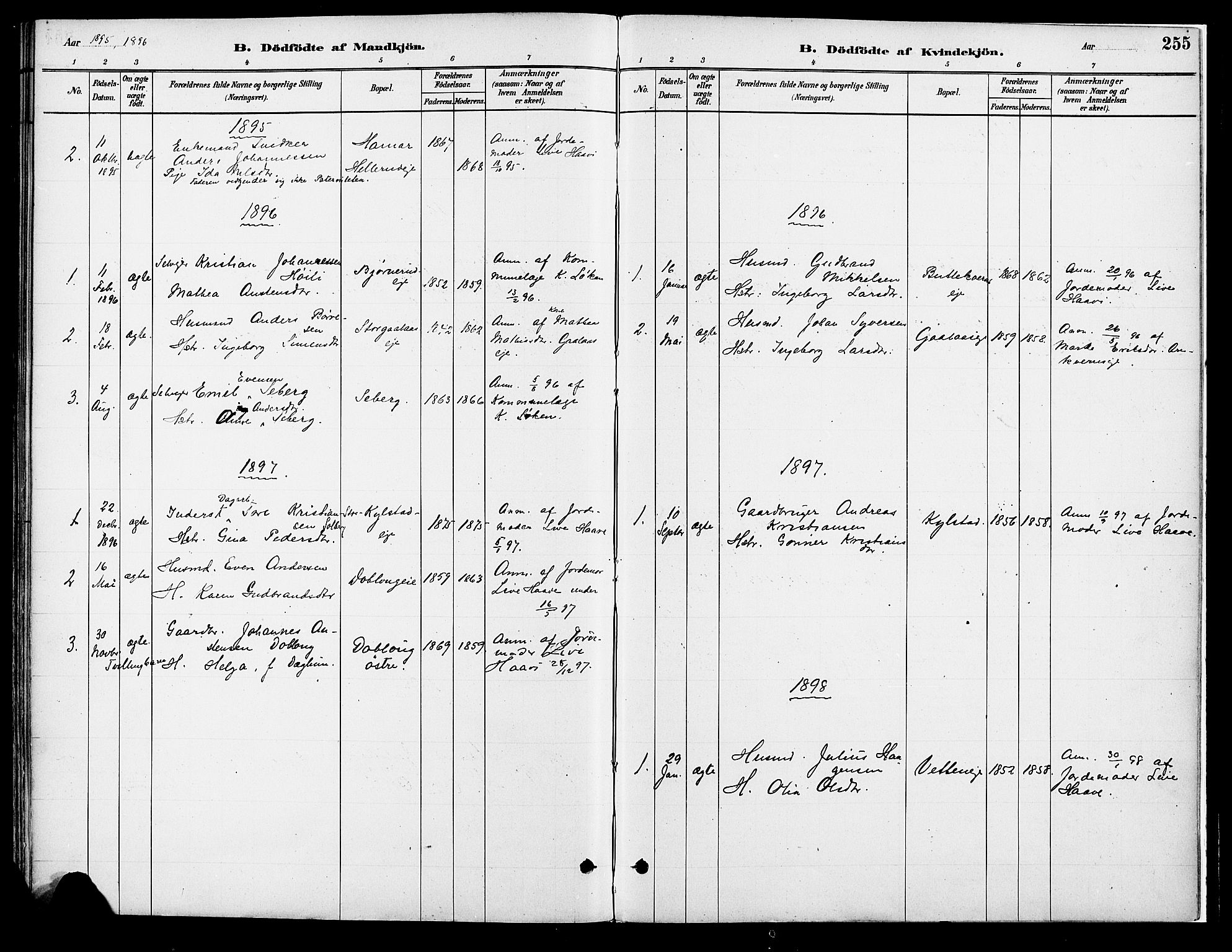 Vang prestekontor, Hedmark, SAH/PREST-008/H/Ha/Haa/L0018A: Parish register (official) no. 18A, 1880-1906, p. 255