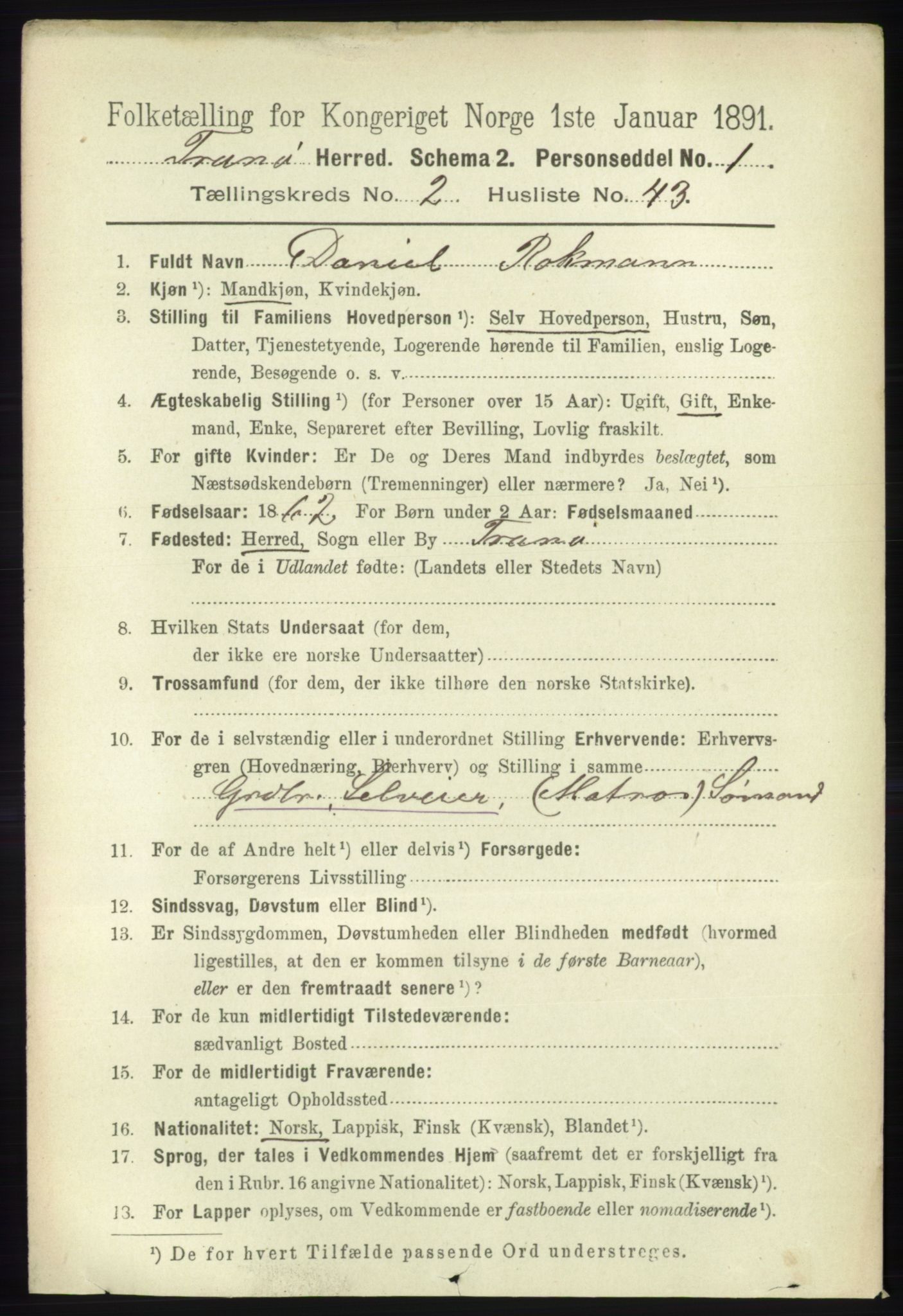 RA, 1891 census for 1927 Tranøy, 1891, p. 779
