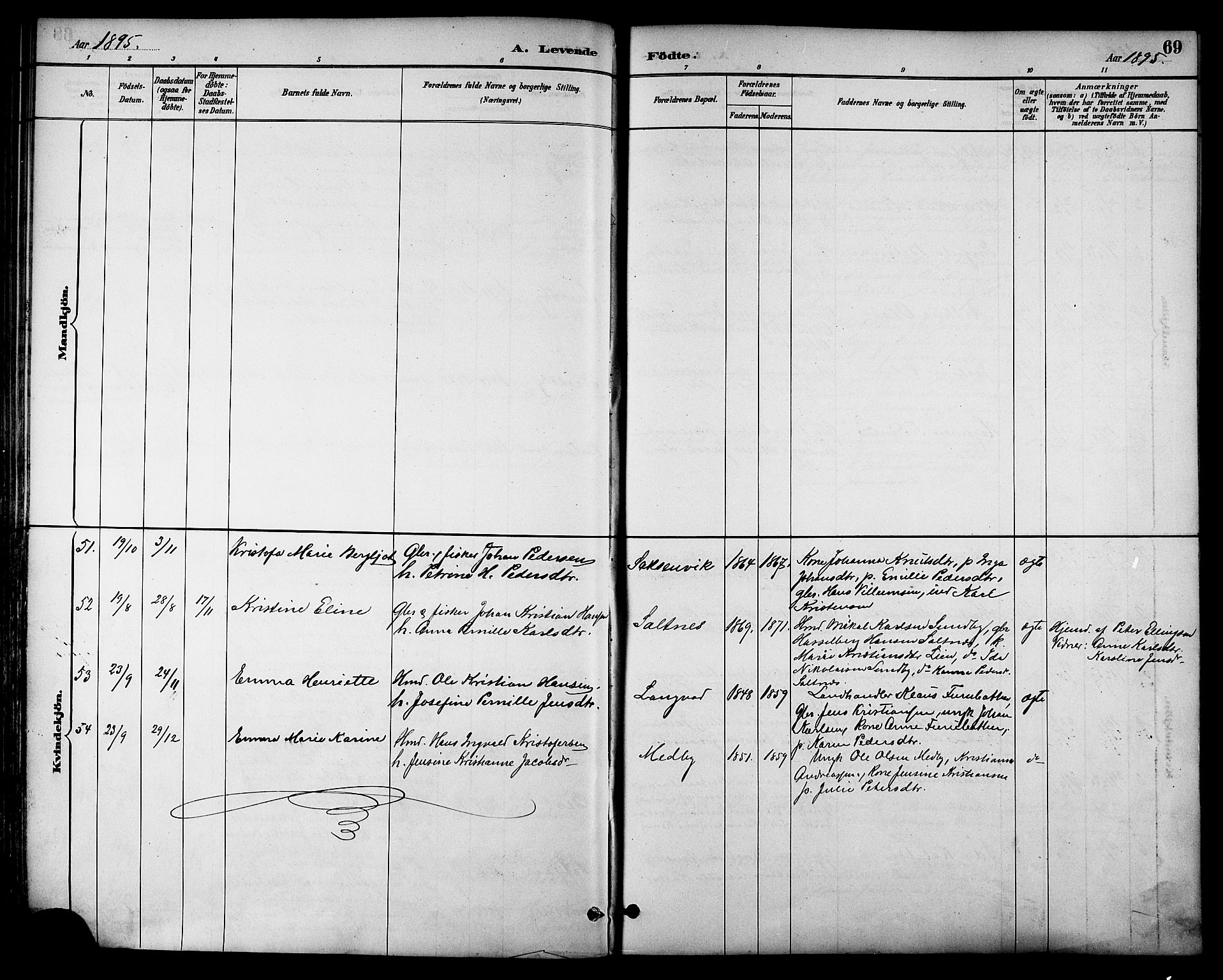 Ministerialprotokoller, klokkerbøker og fødselsregistre - Nordland, AV/SAT-A-1459/847/L0669: Parish register (official) no. 847A09, 1887-1901, p. 69