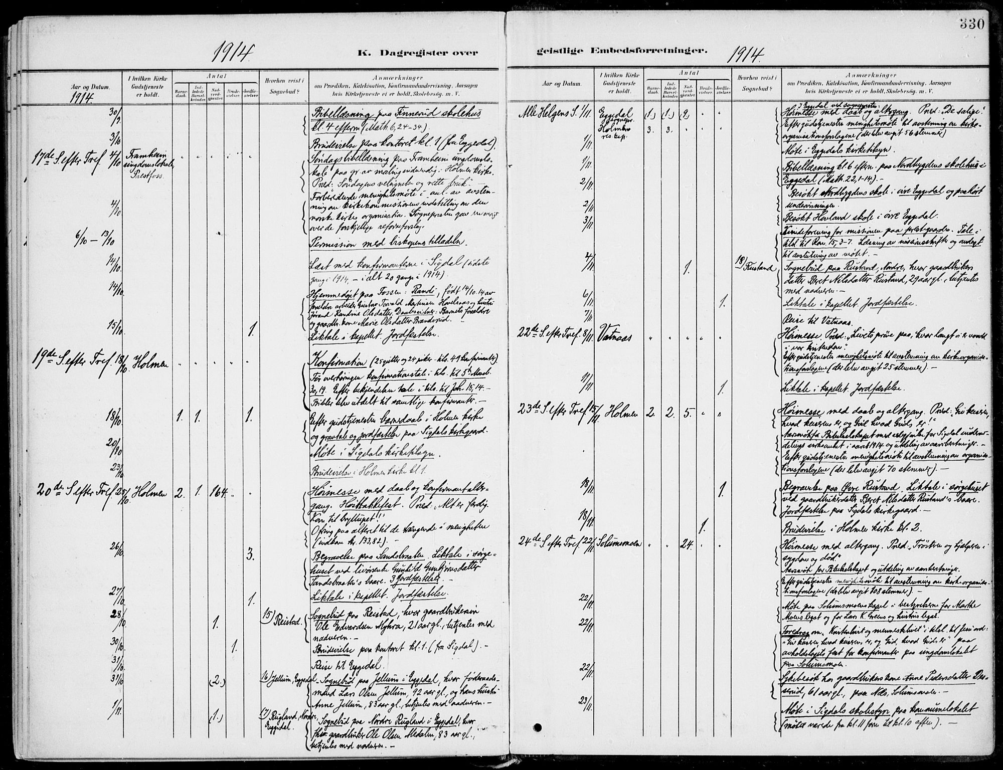 Sigdal kirkebøker, AV/SAKO-A-245/F/Fb/L0002: Parish register (official) no. II 2, 1901-1914, p. 330