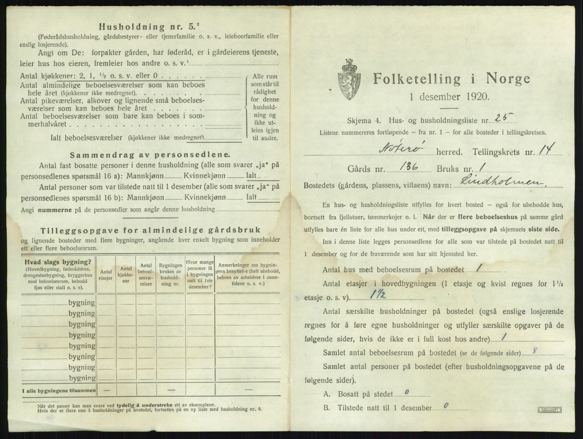 SAKO, 1920 census for Nøtterøy, 1920, p. 2831