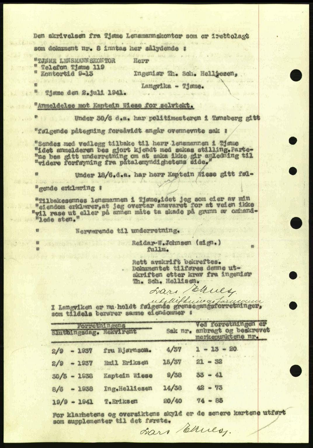 Tønsberg sorenskriveri, AV/SAKO-A-130/G/Ga/Gaa/L0011: Mortgage book no. A11, 1941-1942, Diary no: : 462/1942