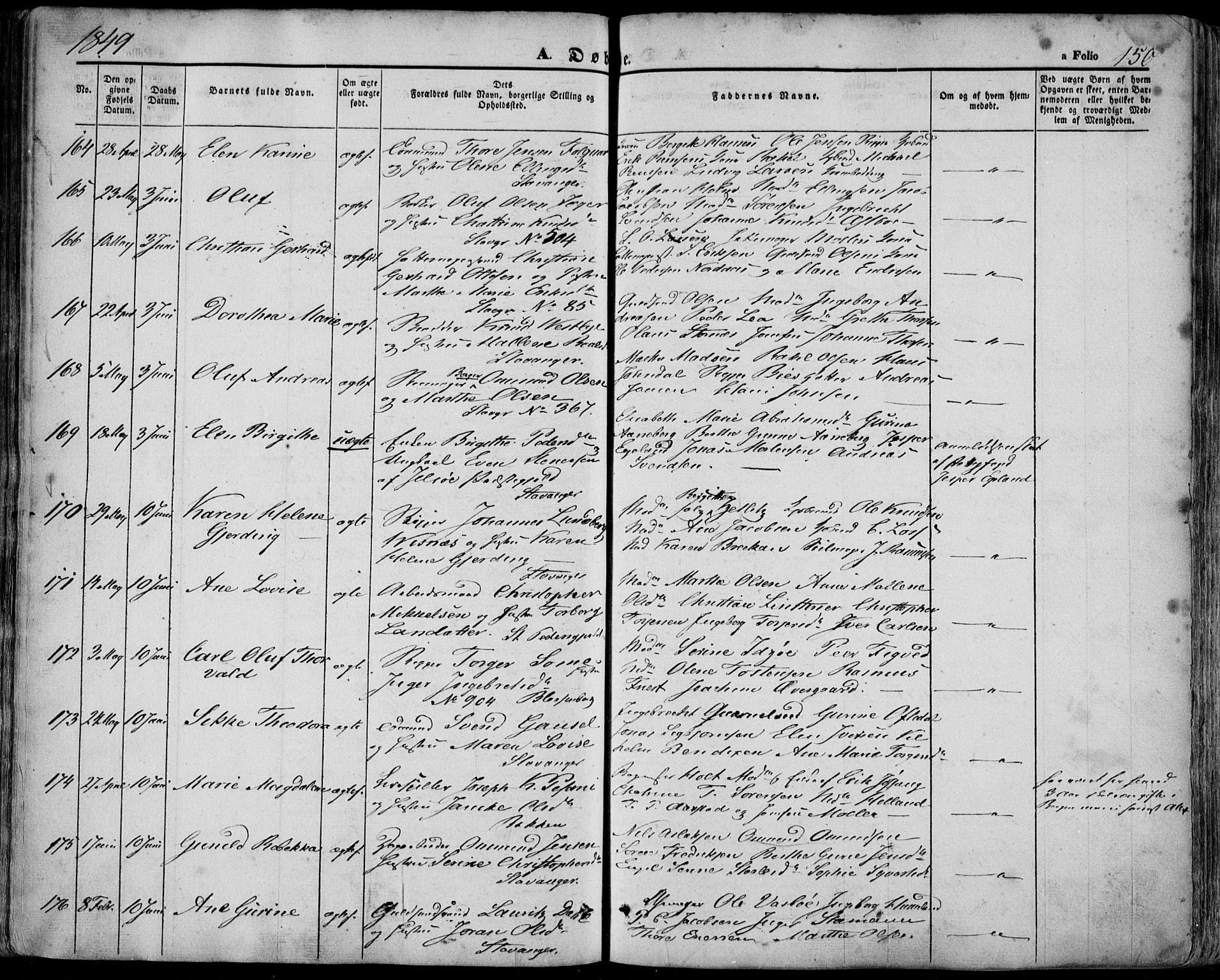 Domkirken sokneprestkontor, SAST/A-101812/001/30/30BA/L0016: Parish register (official) no. A 15, 1844-1854, p. 150