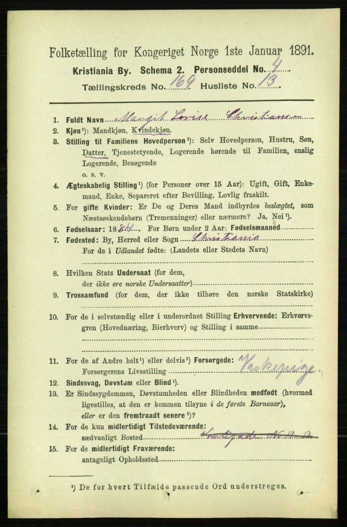 RA, 1891 census for 0301 Kristiania, 1891, p. 99105