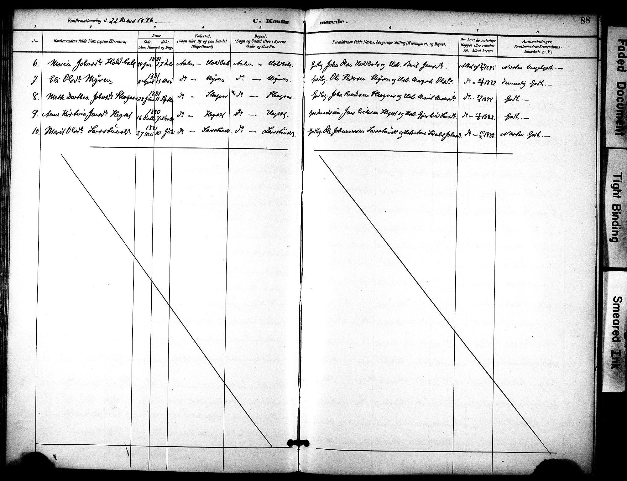 Ministerialprotokoller, klokkerbøker og fødselsregistre - Sør-Trøndelag, AV/SAT-A-1456/686/L0984: Parish register (official) no. 686A02, 1891-1906, p. 88