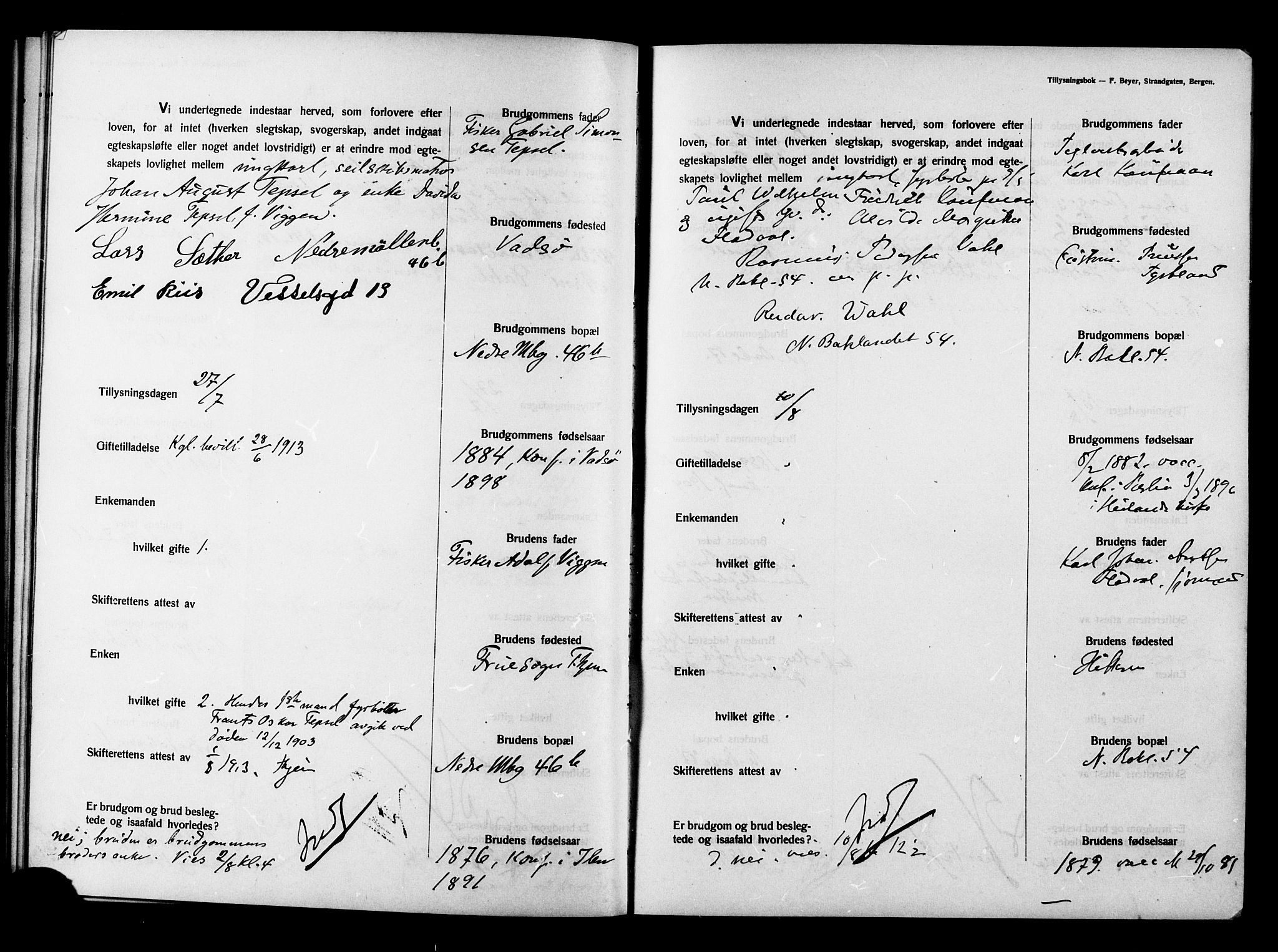 Ministerialprotokoller, klokkerbøker og fødselsregistre - Sør-Trøndelag, AV/SAT-A-1456/604/L0194: Banns register no. 604A15, 1912-1916