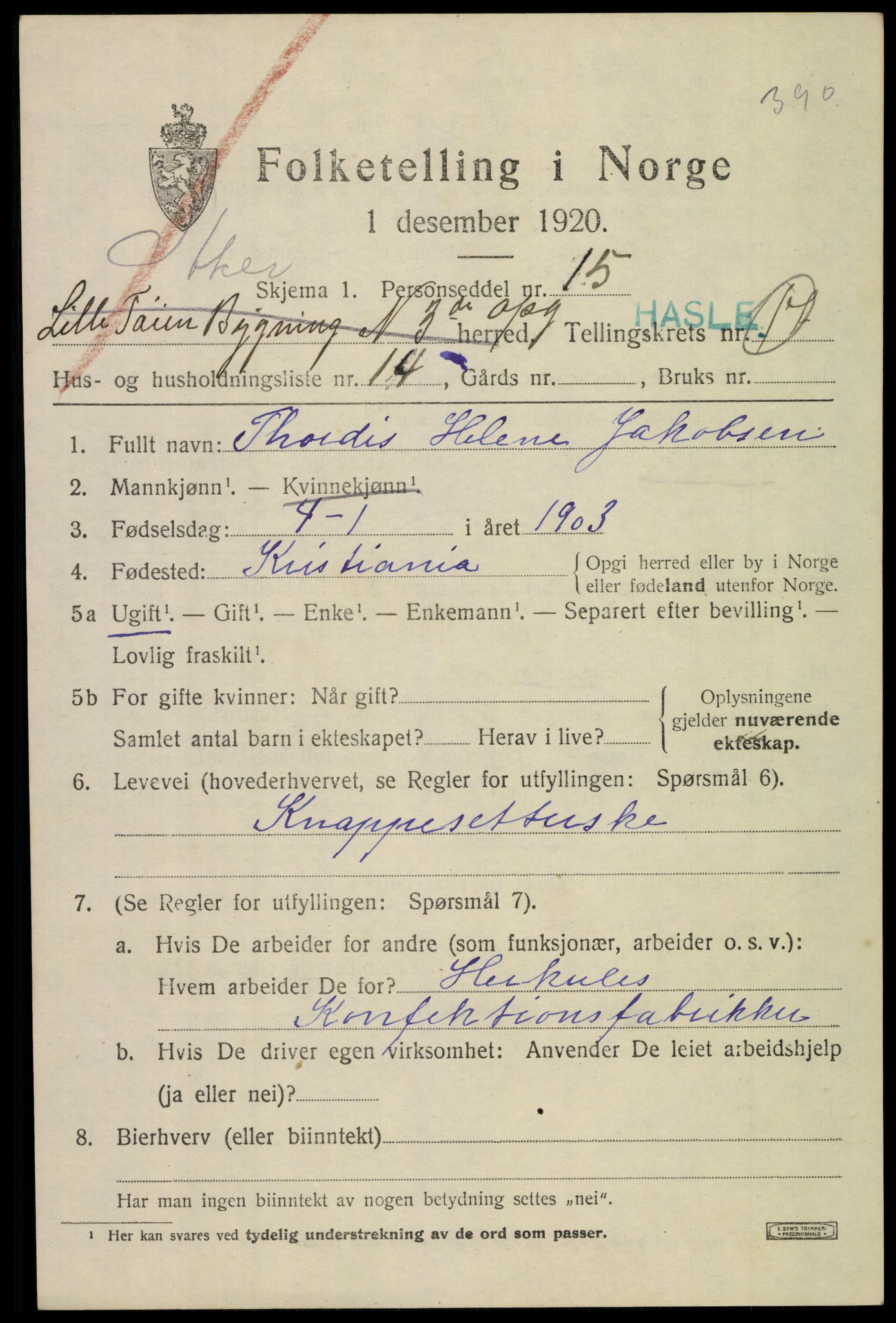 SAO, 1920 census for Aker, 1920, p. 106722