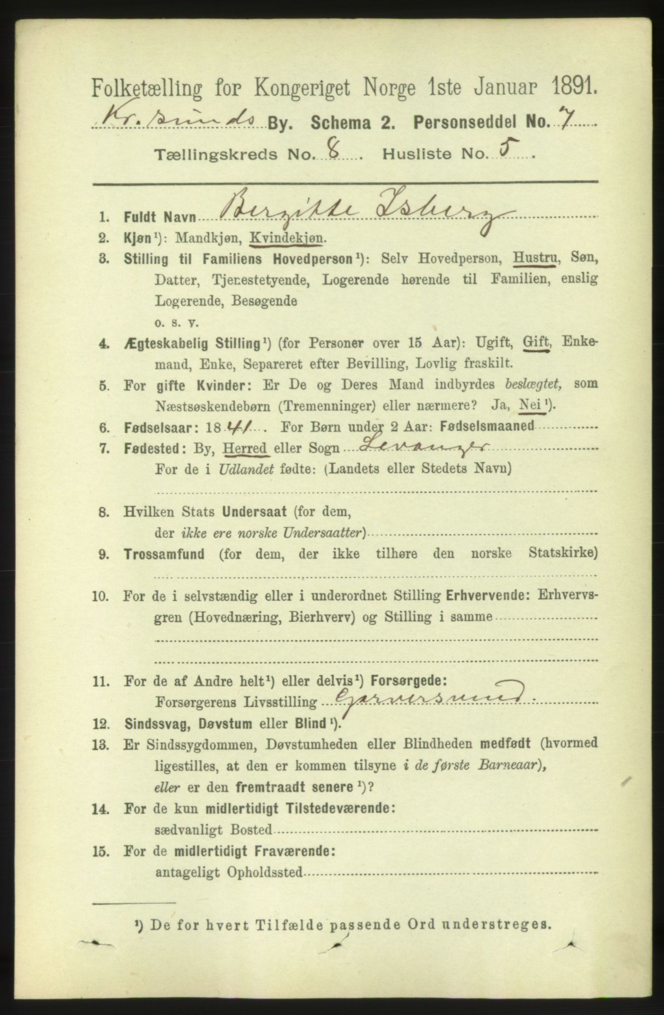 RA, 1891 census for 1503 Kristiansund, 1891, p. 6299