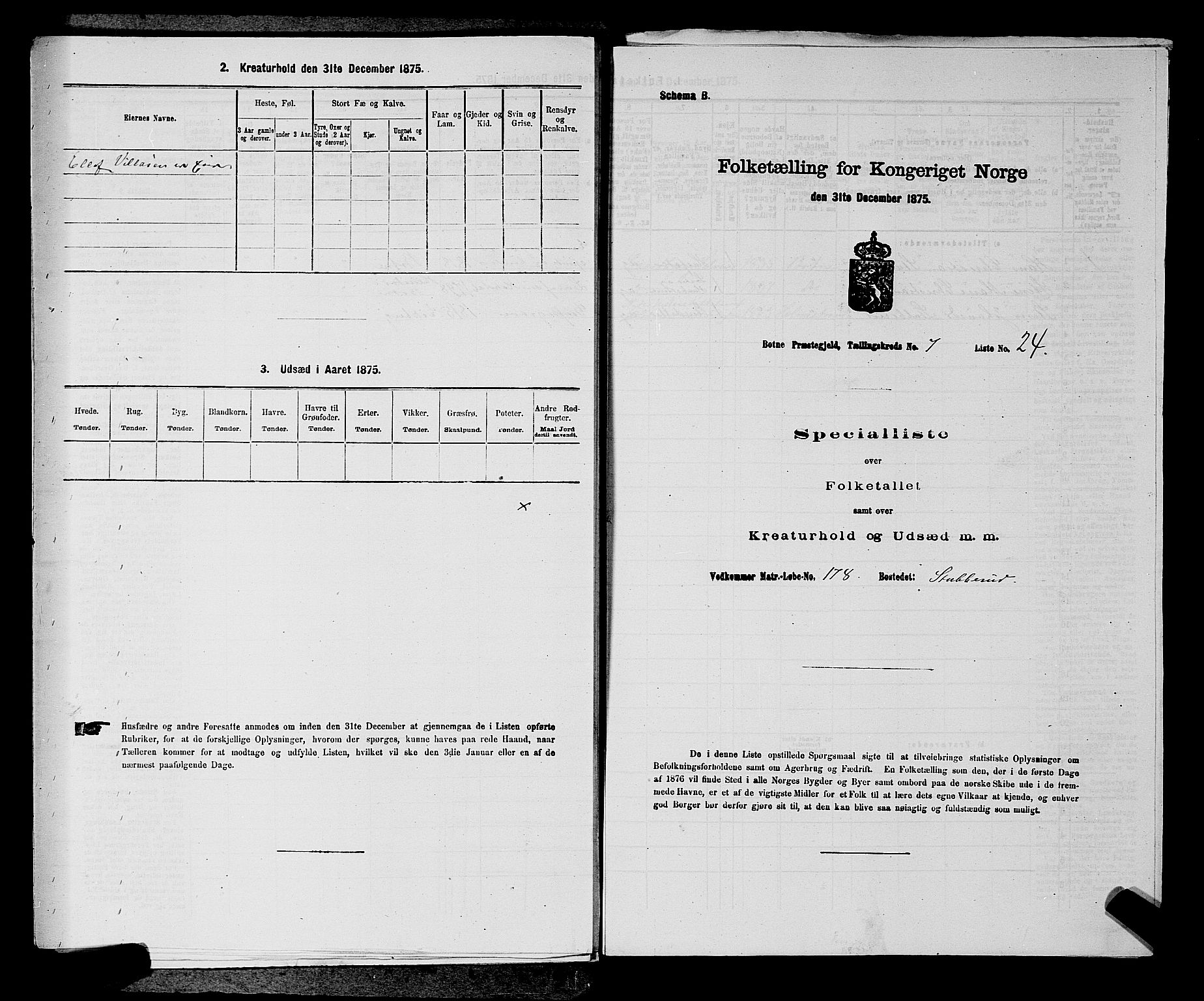 SAKO, 1875 census for 0715P Botne, 1875, p. 626