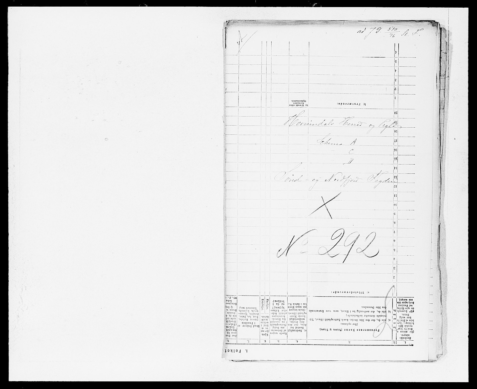 SAB, 1875 Census for 1444P Hornindal, 1875, p. 1