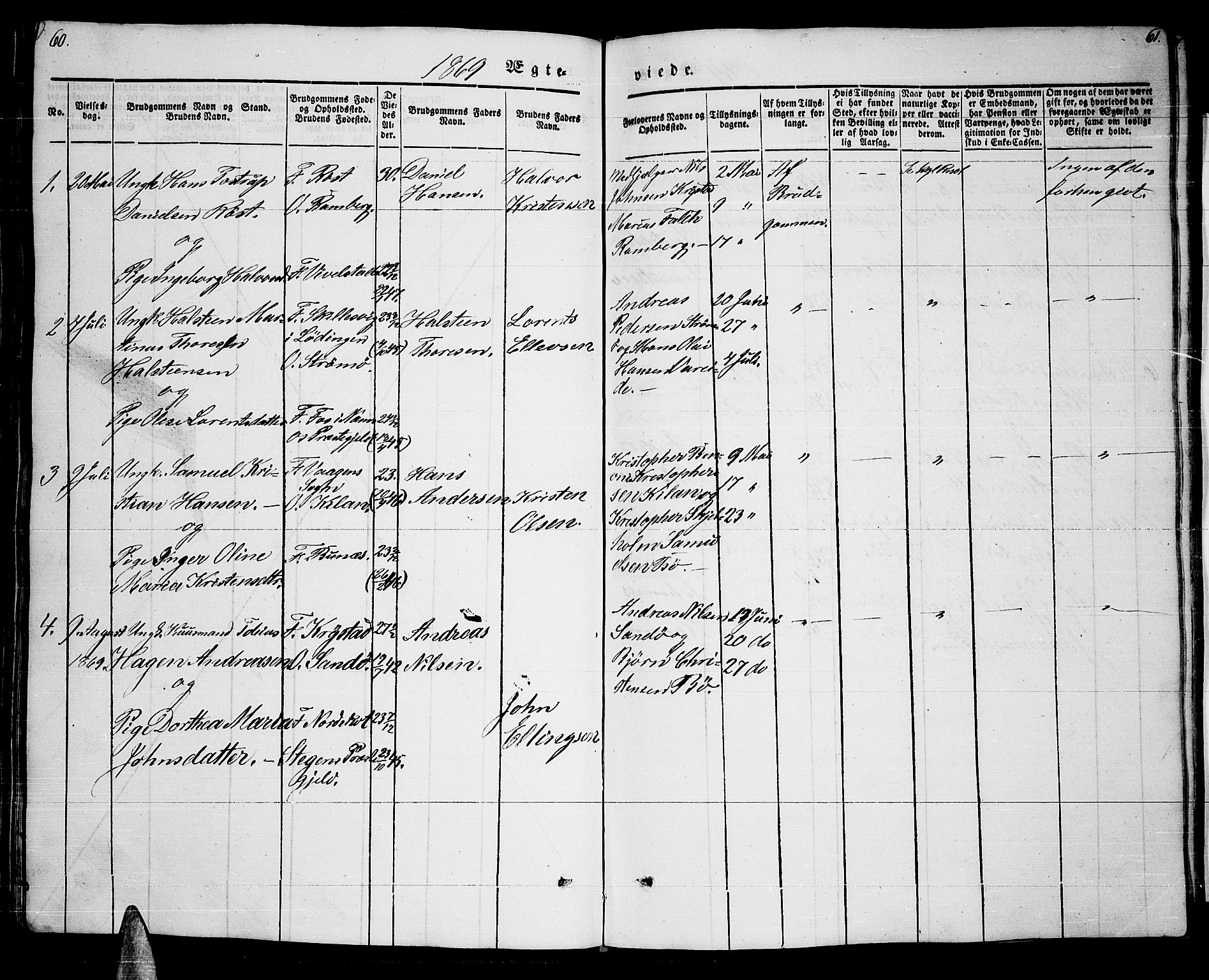 Ministerialprotokoller, klokkerbøker og fødselsregistre - Nordland, AV/SAT-A-1459/885/L1212: Parish register (copy) no. 885C01, 1847-1873, p. 60-61