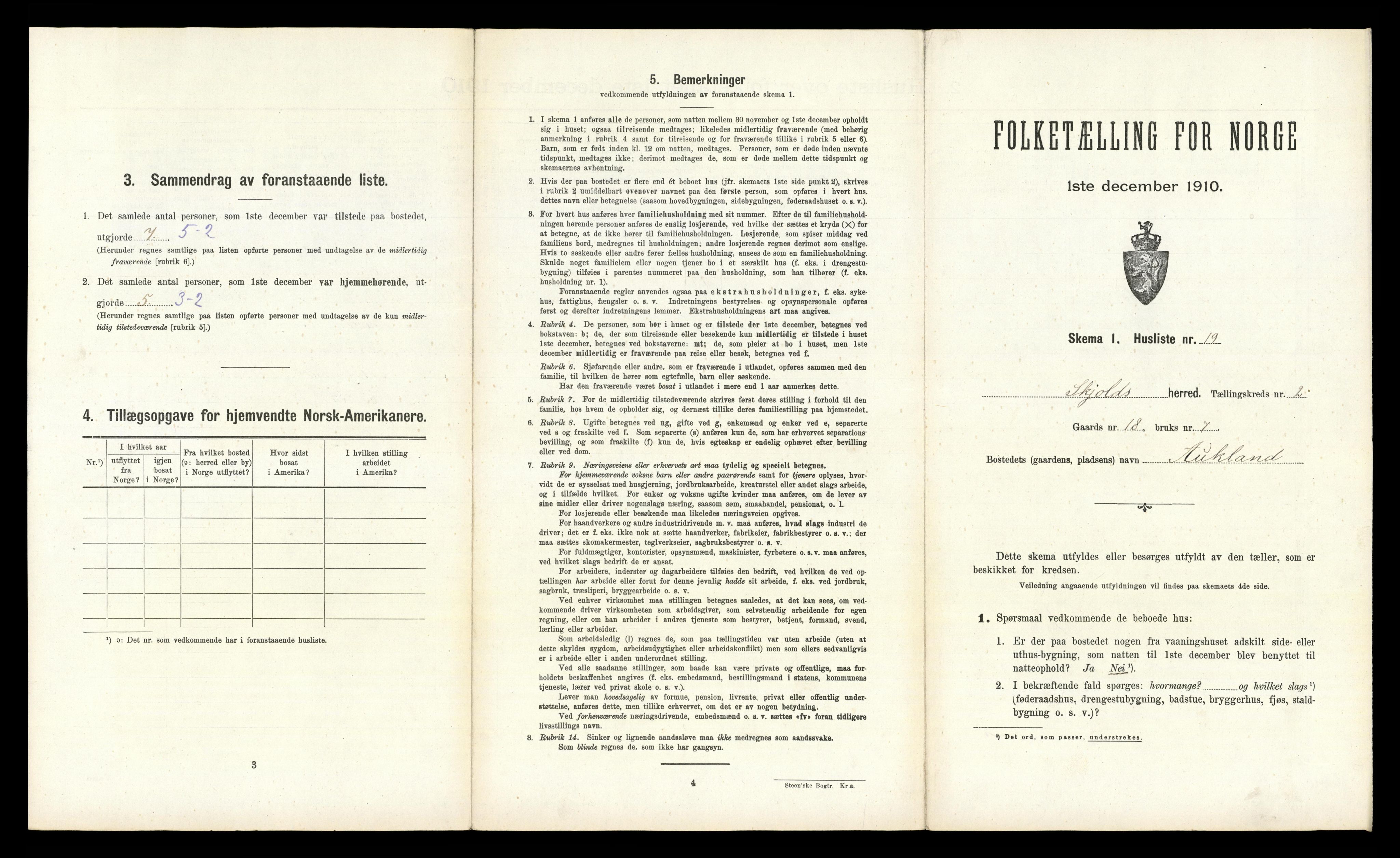 RA, 1910 census for Skjold, 1910, p. 170