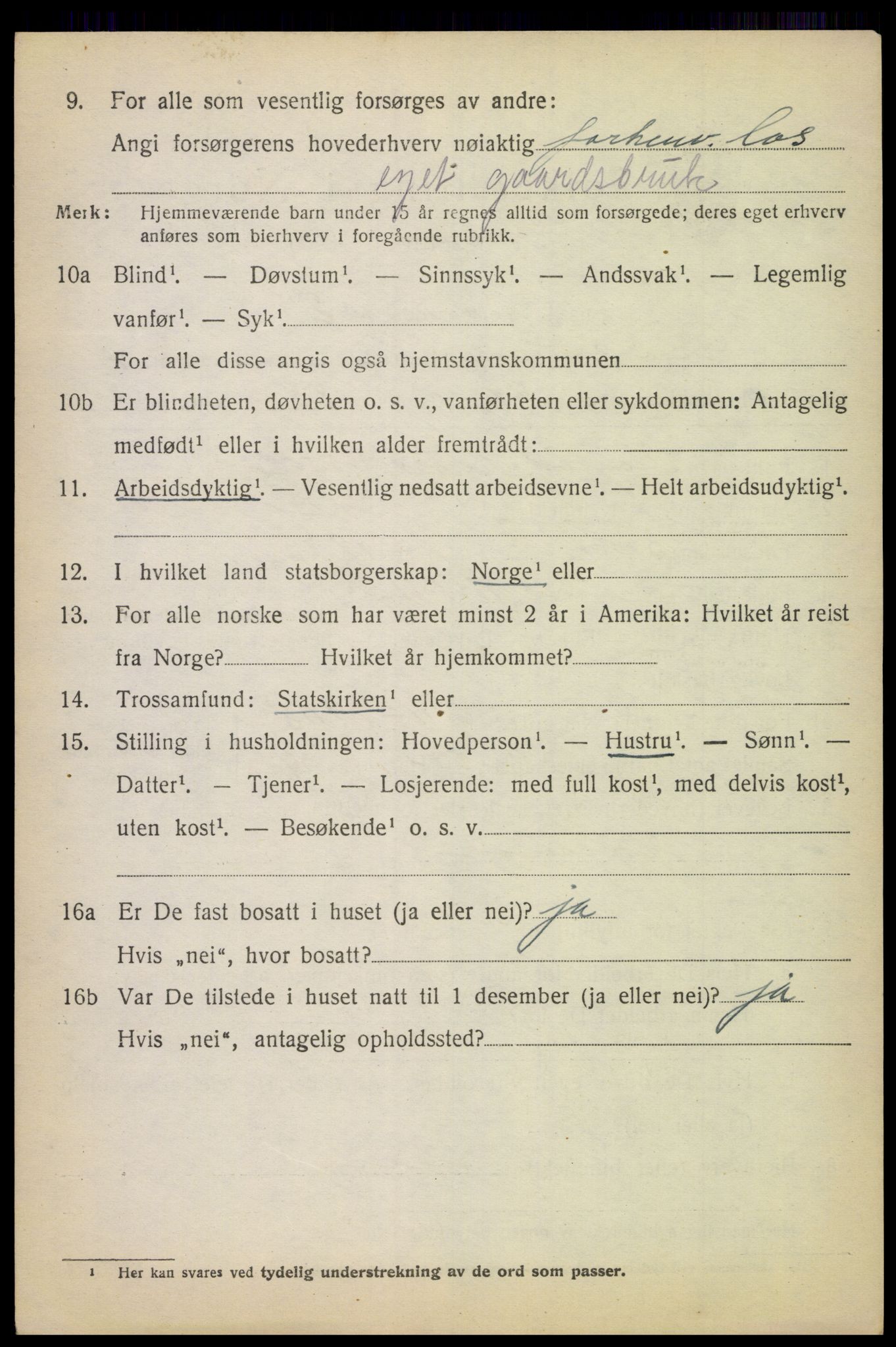 SAK, 1920 census for Randesund, 1920, p. 2289