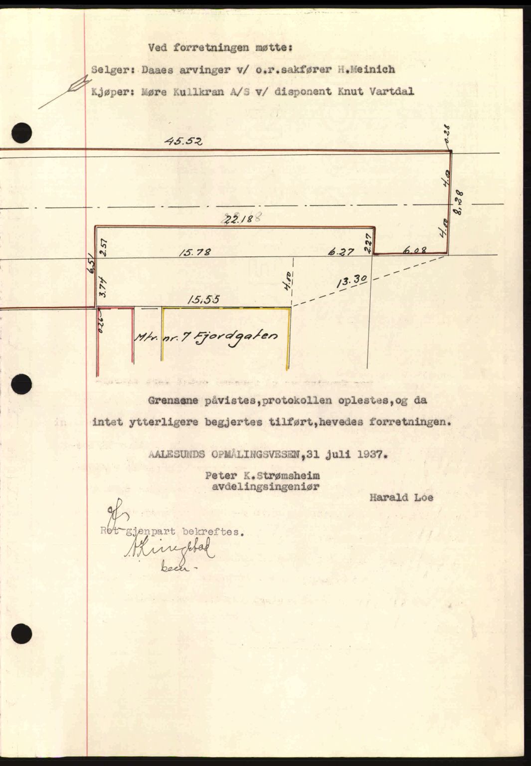 Ålesund byfogd, AV/SAT-A-4384: Mortgage book no. 34 I, 1936-1938, Diary no: : 828/1937