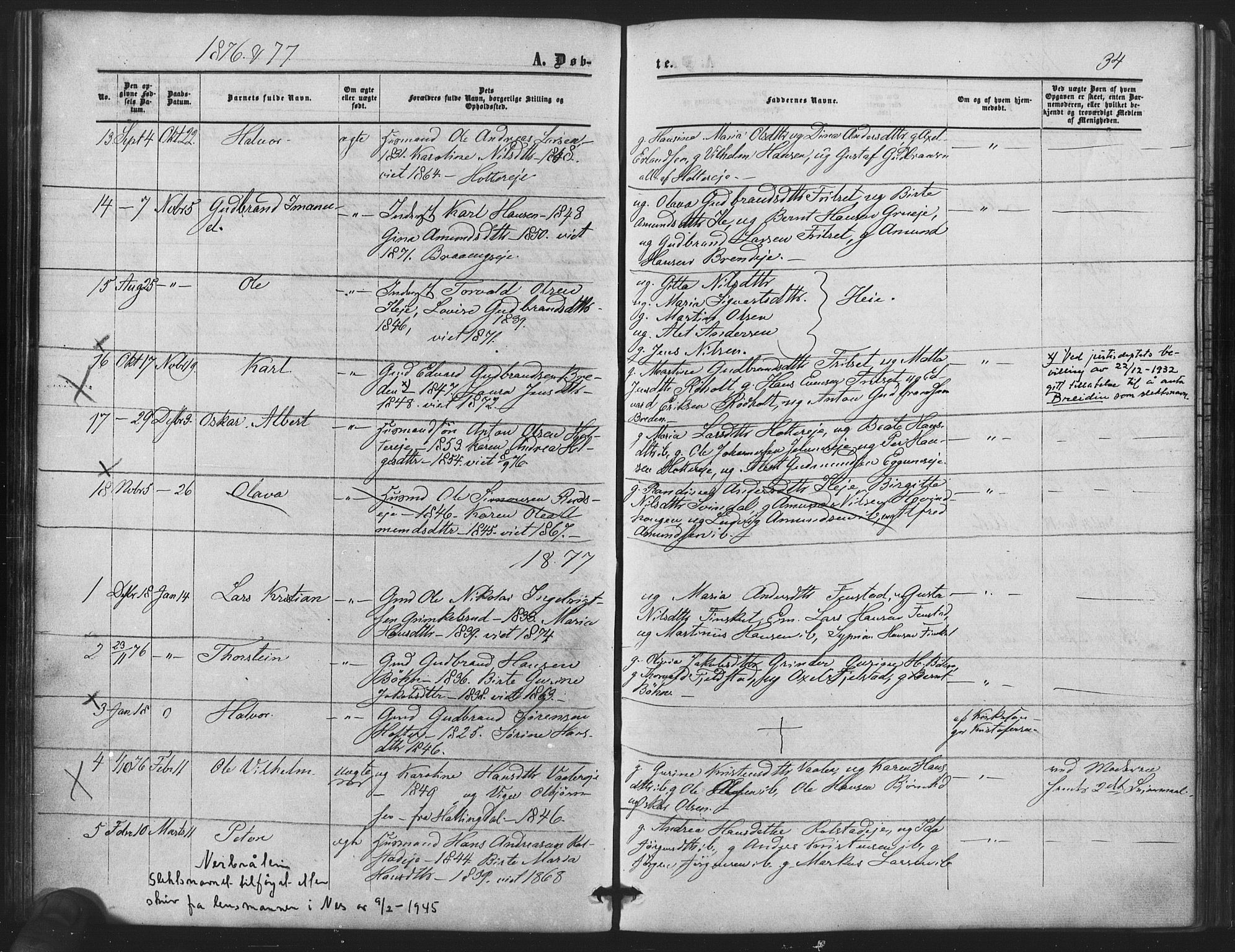 Nes prestekontor Kirkebøker, AV/SAO-A-10410/F/Fb/L0001: Parish register (official) no. II 1, 1859-1882, p. 34