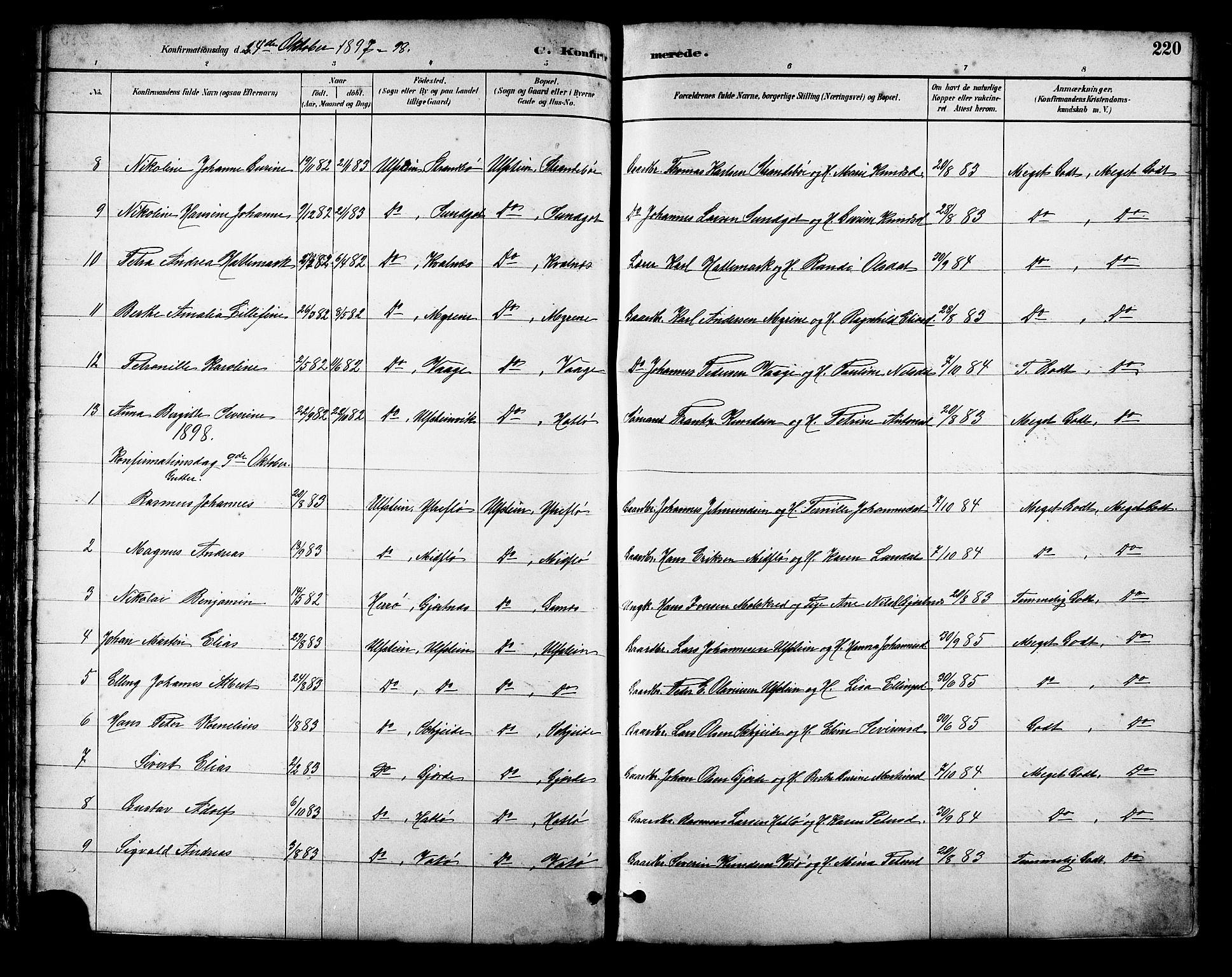 Ministerialprotokoller, klokkerbøker og fødselsregistre - Møre og Romsdal, AV/SAT-A-1454/509/L0112: Parish register (copy) no. 509C02, 1883-1922, p. 220