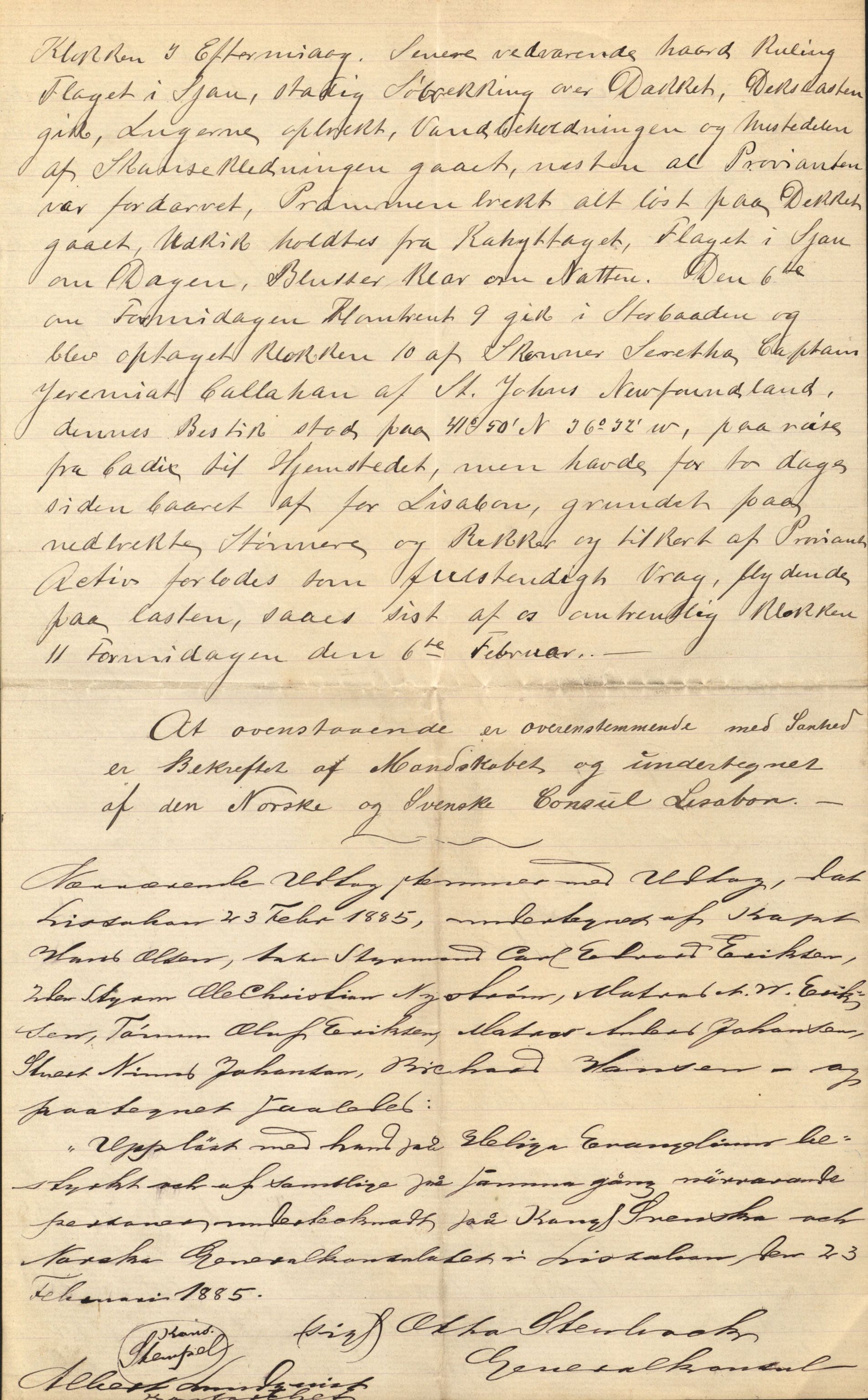 Pa 63 - Østlandske skibsassuranceforening, VEMU/A-1079/G/Ga/L0018/0009: Havaridokumenter / Tellus, Activ, Ellida, Laurel, Møringen, Mjølner, 1885, p. 14