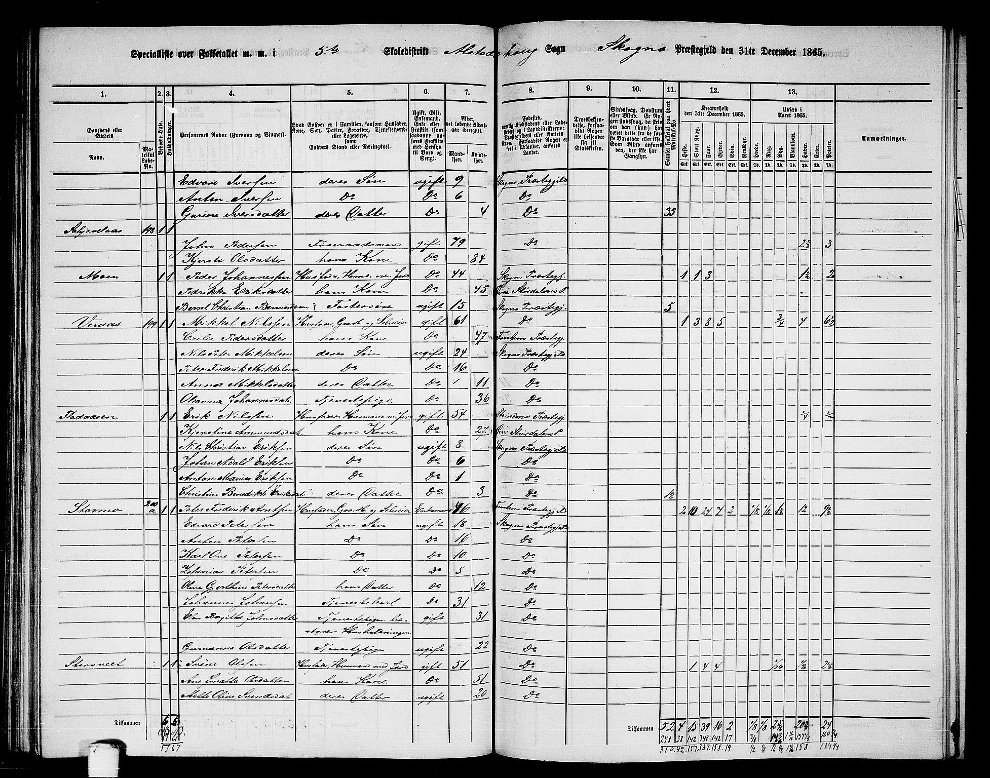 RA, 1865 census for Skogn, 1865, p. 126