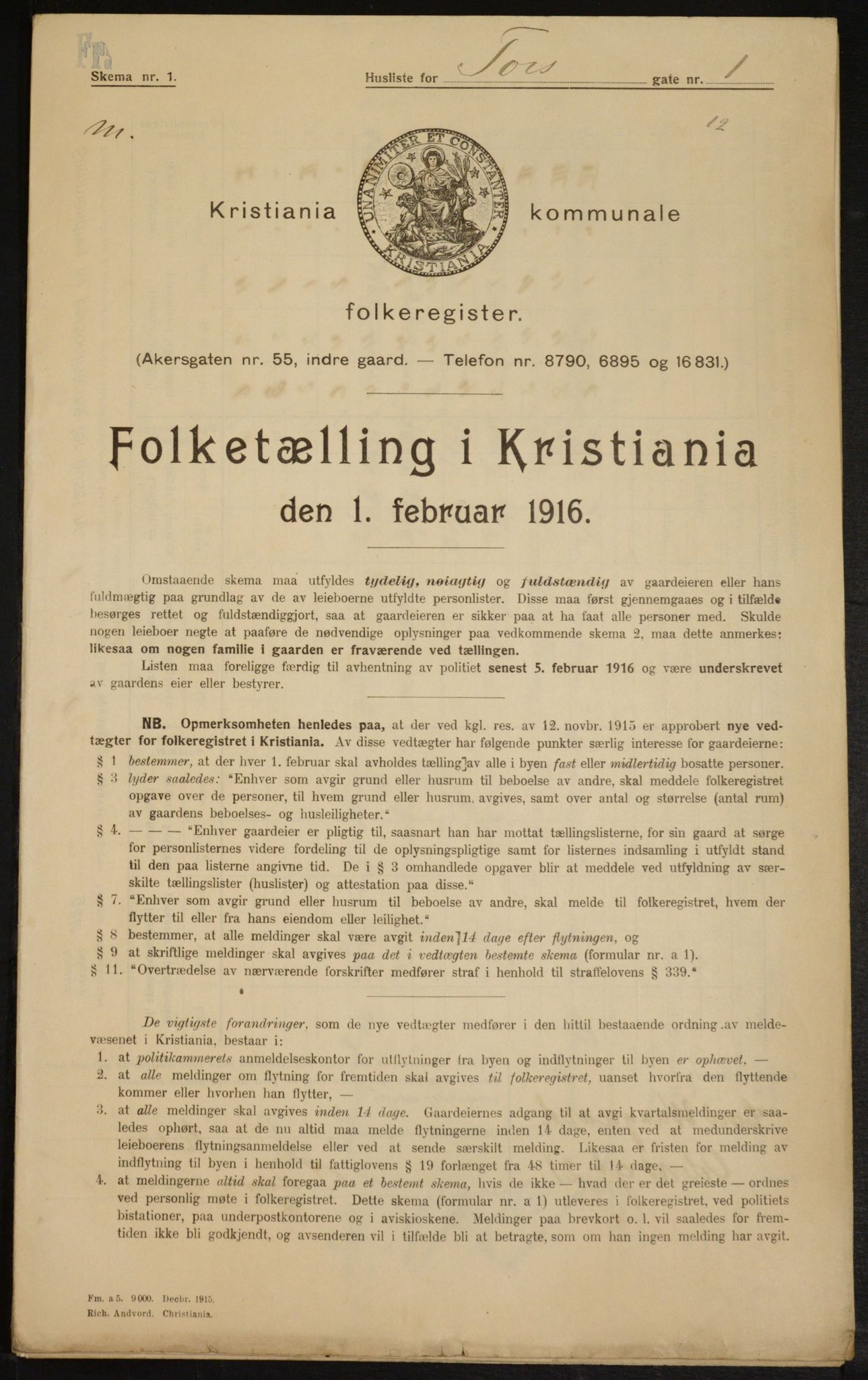 OBA, Municipal Census 1916 for Kristiania, 1916, p. 117507