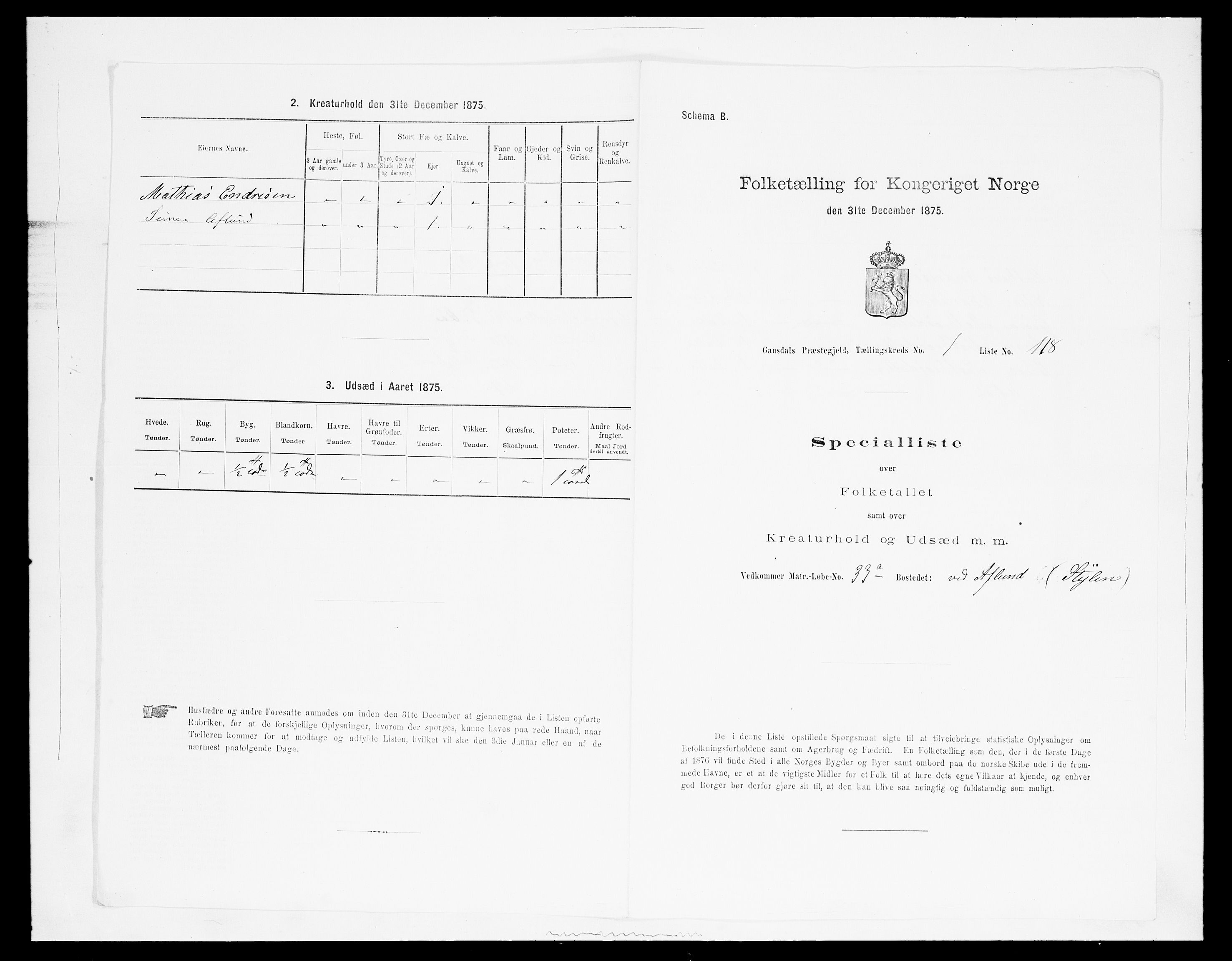 SAH, 1875 census for 0522P Gausdal, 1875, p. 390