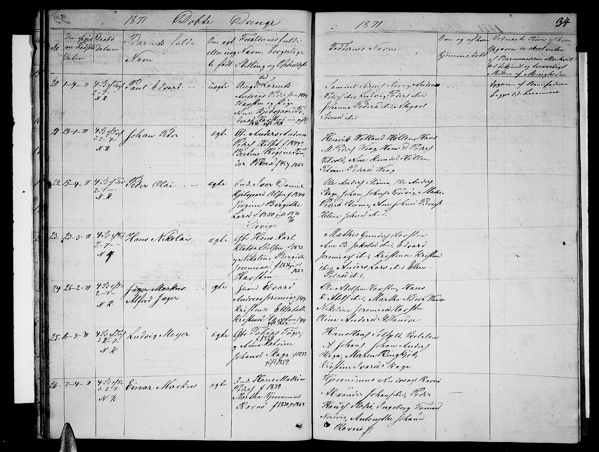 Ministerialprotokoller, klokkerbøker og fødselsregistre - Nordland, AV/SAT-A-1459/834/L0512: Parish register (copy) no. 834C03, 1862-1877, p. 34