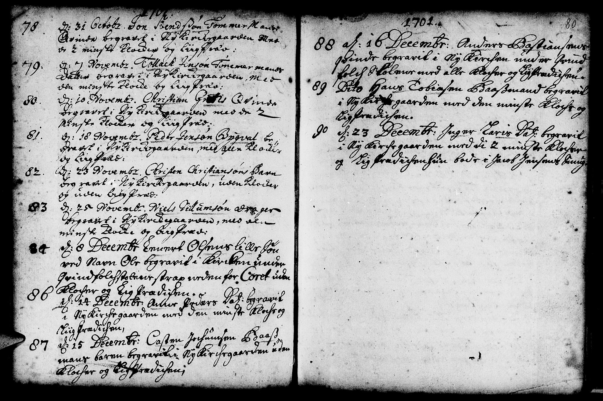 Nykirken Sokneprestembete, AV/SAB-A-77101/H/Haa/L0009: Parish register (official) no. A 9, 1689-1759, p. 80