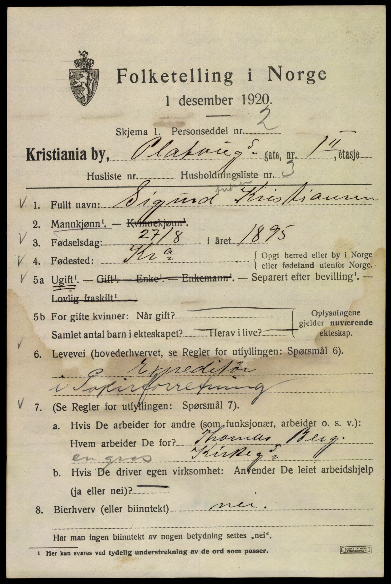 SAO, 1920 census for Kristiania, 1920, p. 453219