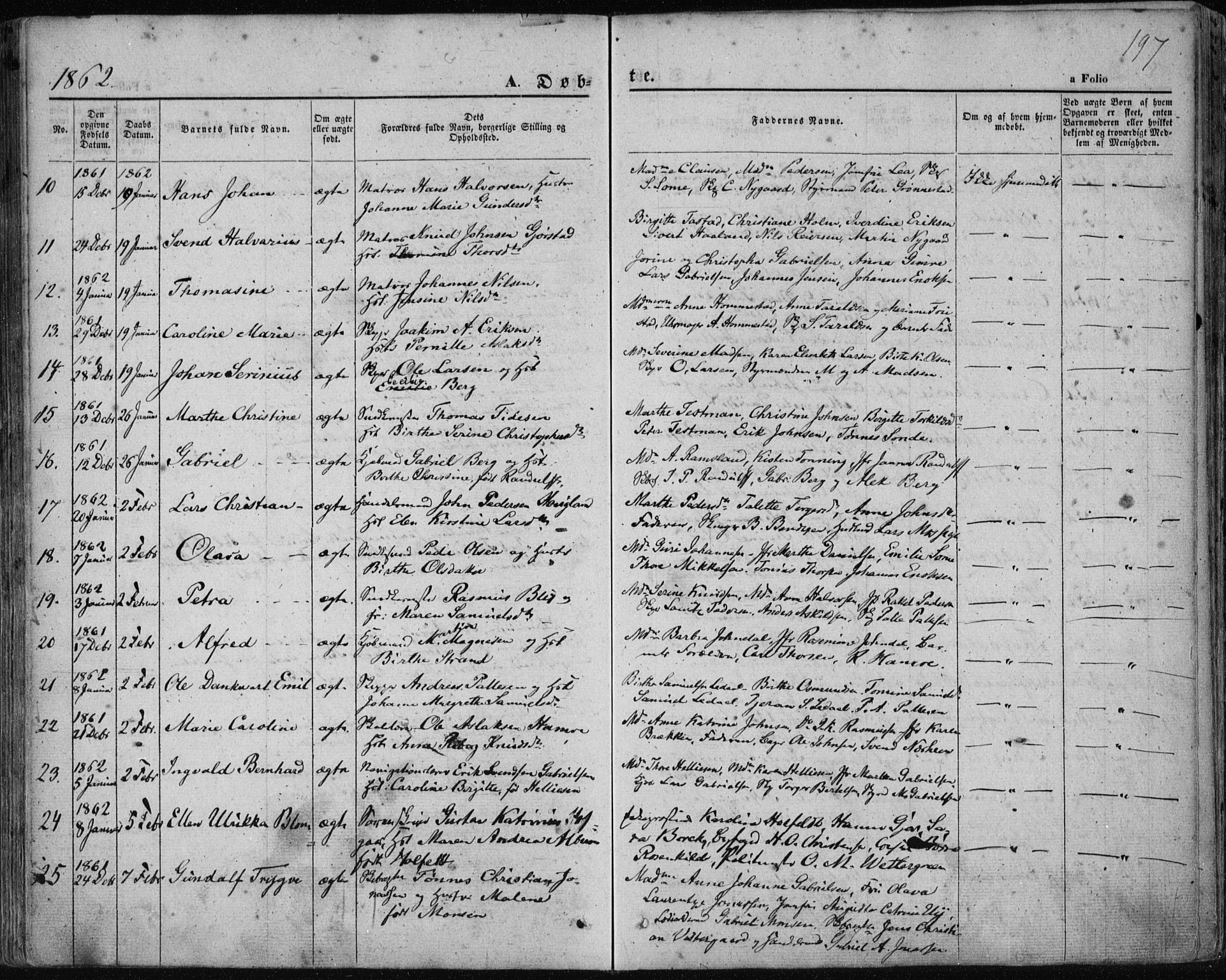 Domkirken sokneprestkontor, AV/SAST-A-101812/001/30/30BA/L0017: Parish register (official) no. A 16, 1855-1867, p. 197