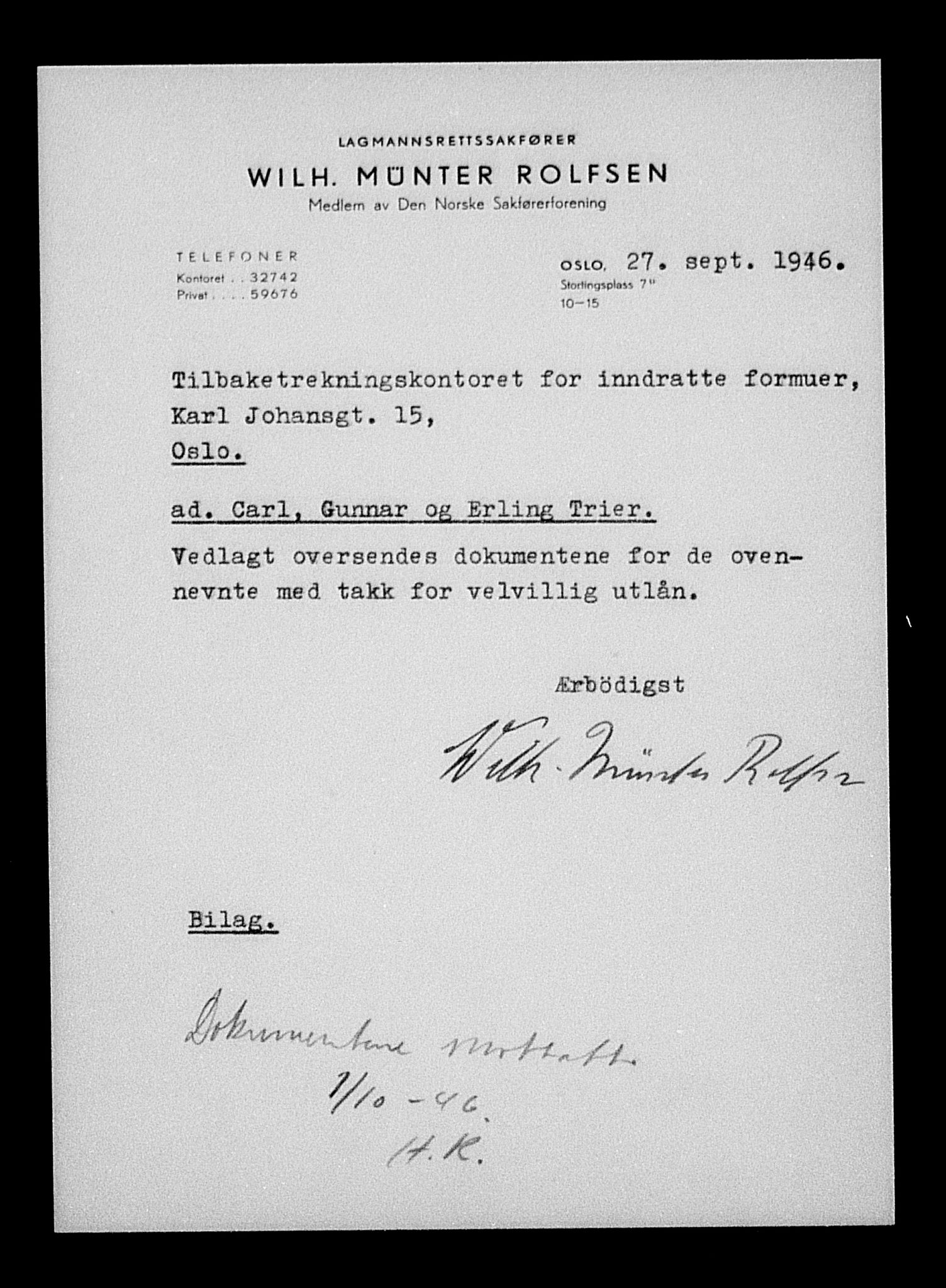 Justisdepartementet, Tilbakeføringskontoret for inndratte formuer, AV/RA-S-1564/H/Hc/Hcc/L0984: --, 1945-1947, p. 188