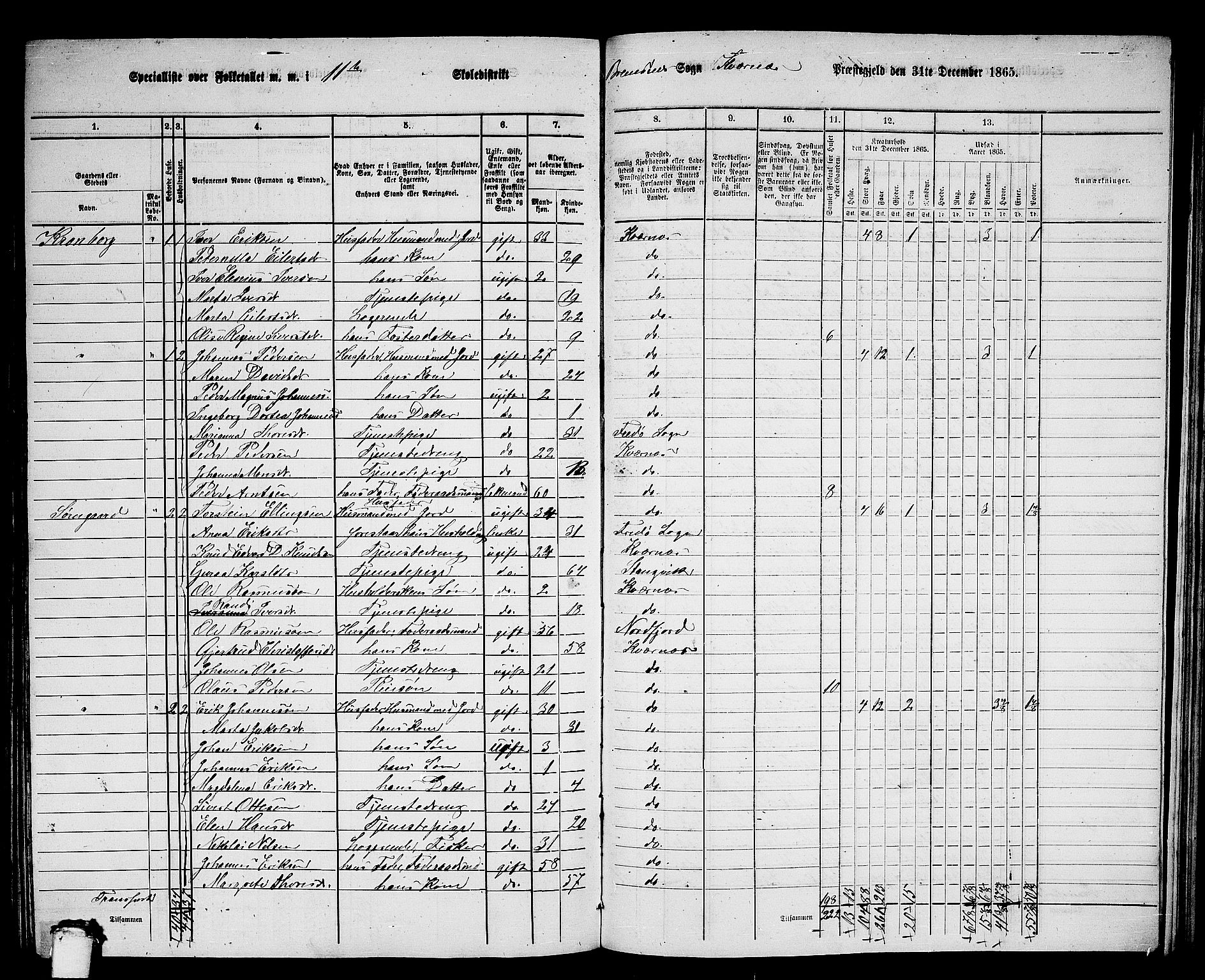 RA, 1865 census for Kvernes, 1865, p. 200