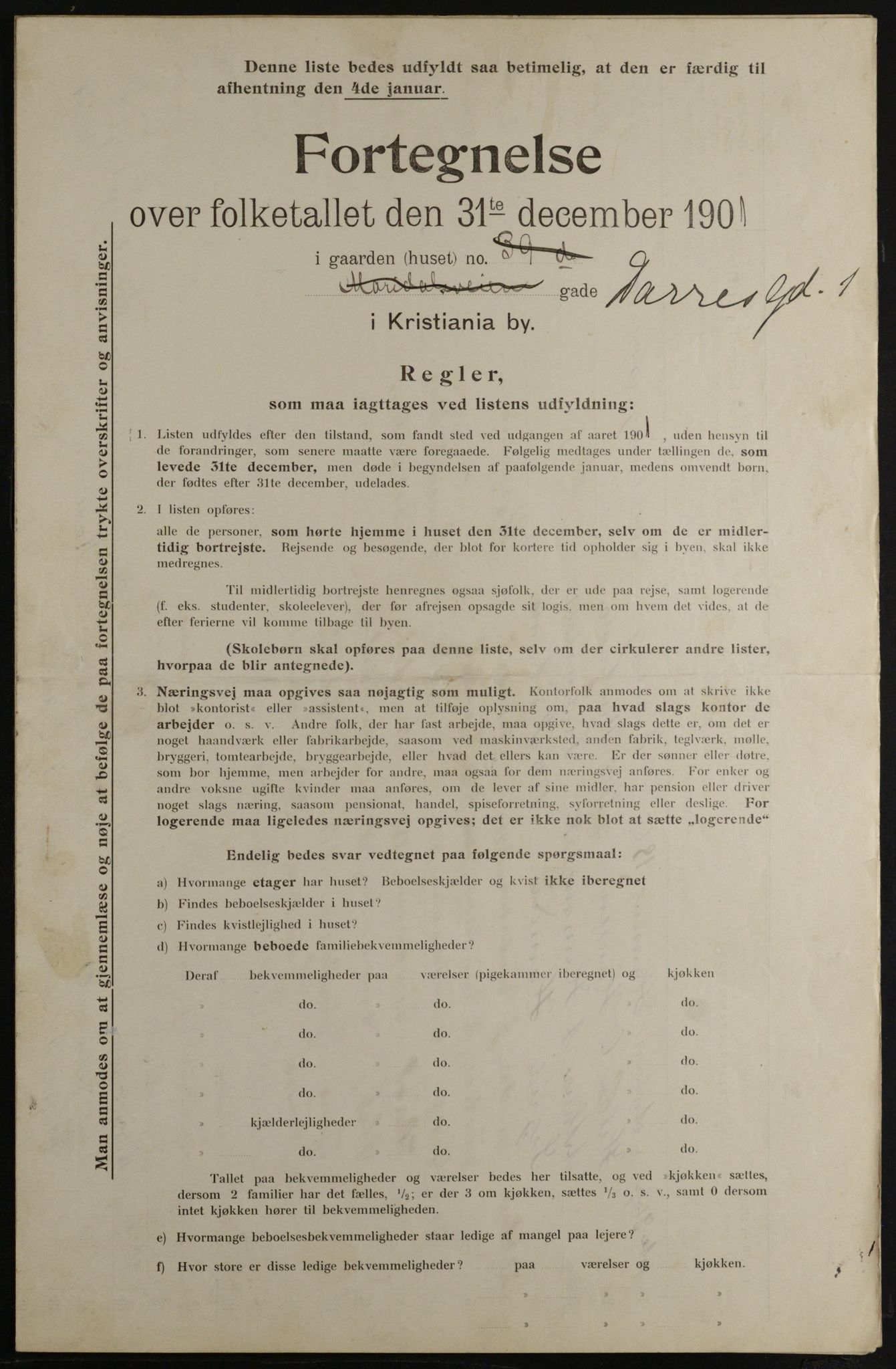 OBA, Municipal Census 1901 for Kristiania, 1901, p. 2495