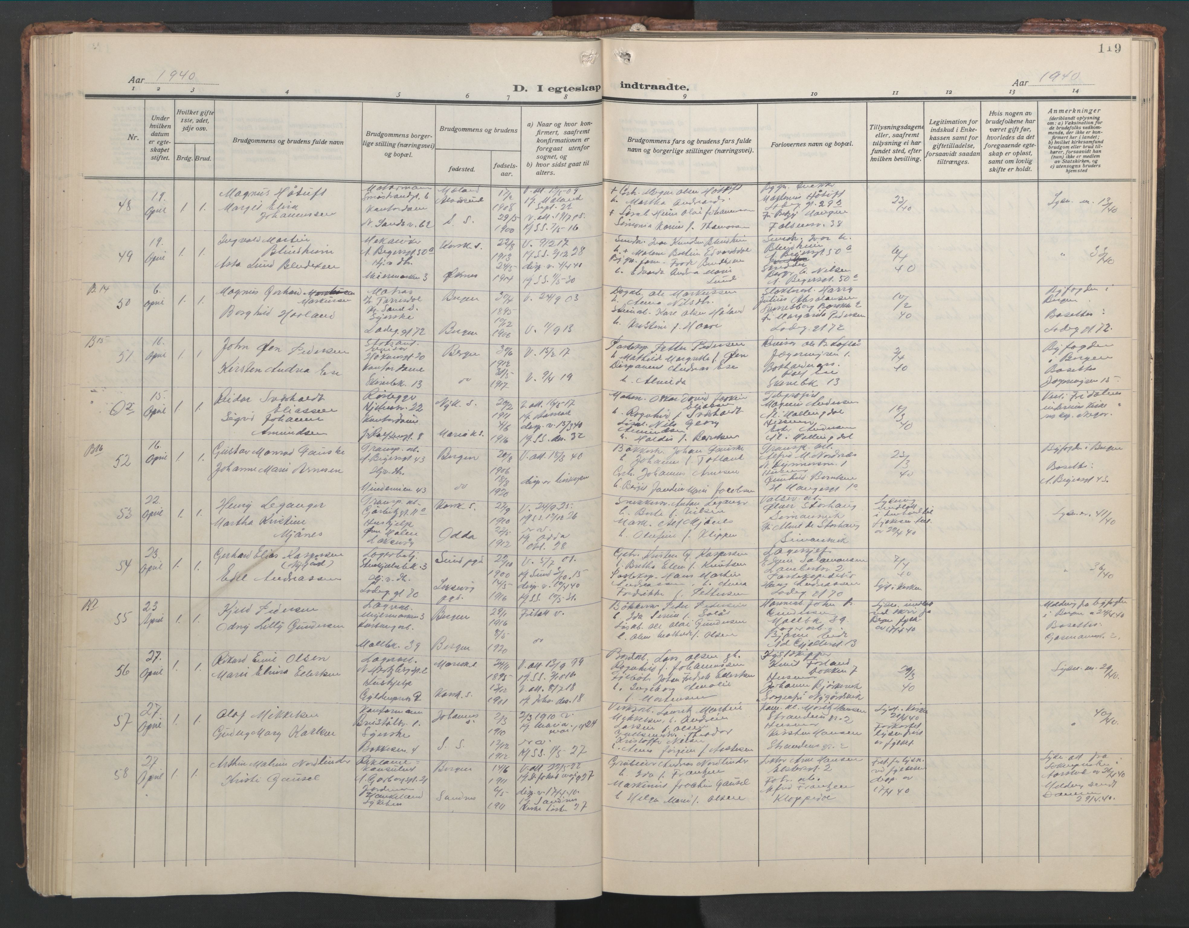 Sandviken Sokneprestembete, AV/SAB-A-77601/H/Hb/L0015: Parish register (copy) no. D 2, 1929-1953, p. 118b-119a