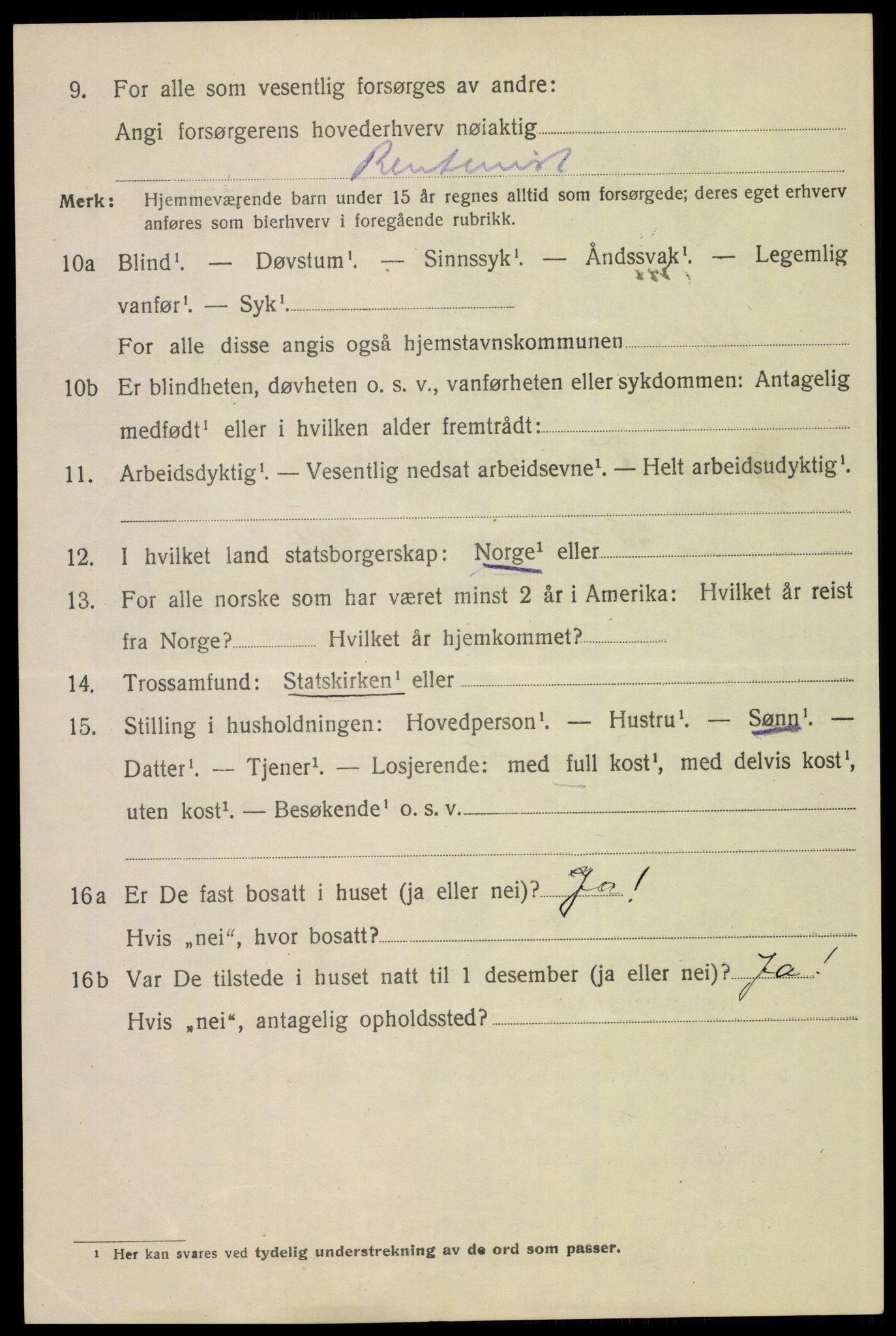 SAH, 1920 census for Lillehammer, 1920, p. 5809