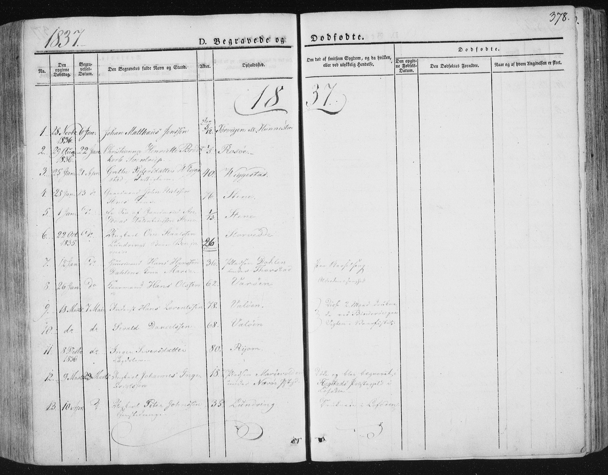 Ministerialprotokoller, klokkerbøker og fødselsregistre - Nord-Trøndelag, SAT/A-1458/784/L0669: Parish register (official) no. 784A04, 1829-1859, p. 378