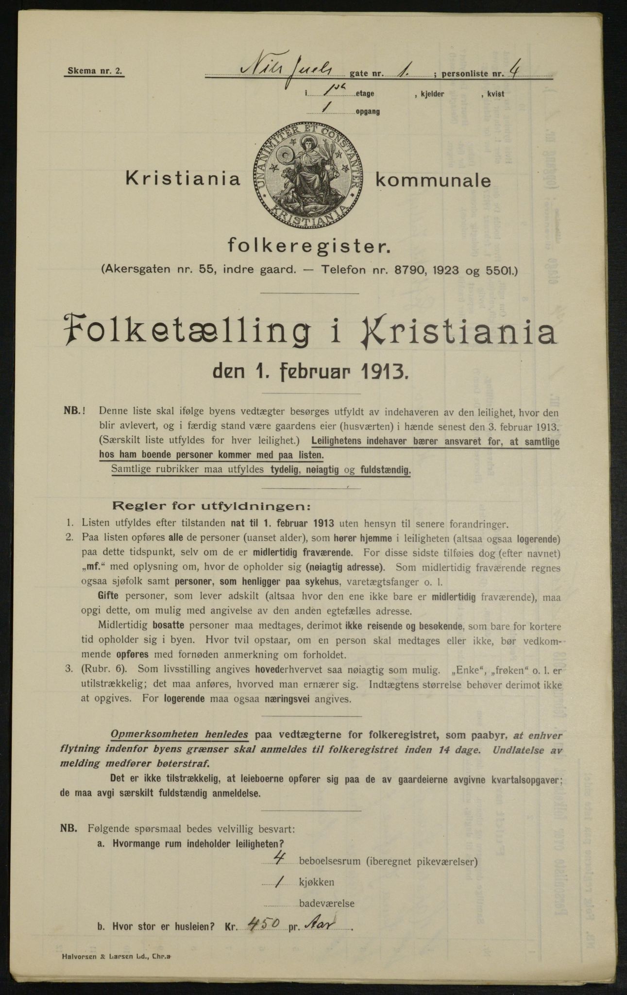 OBA, Municipal Census 1913 for Kristiania, 1913, p. 70107