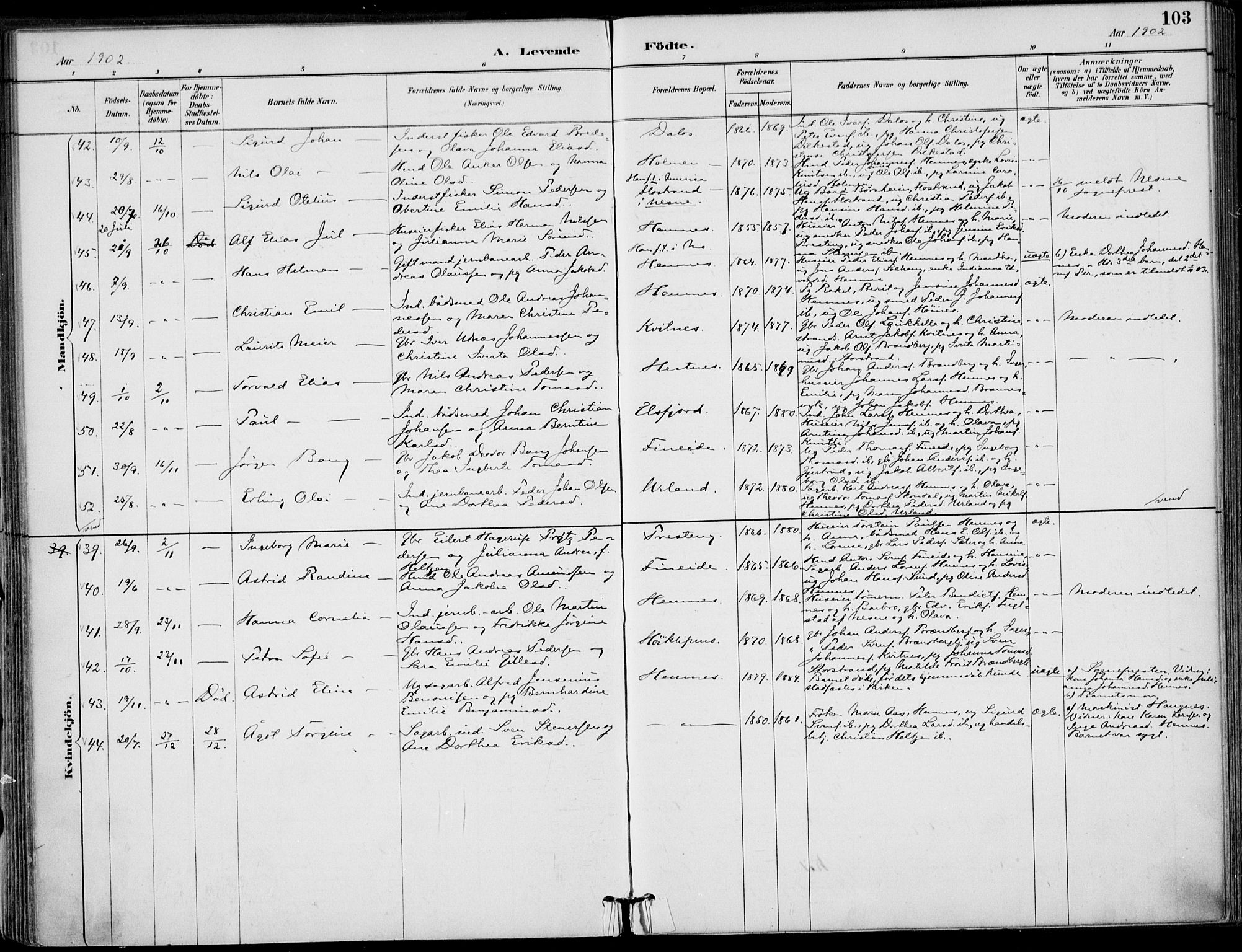 Ministerialprotokoller, klokkerbøker og fødselsregistre - Nordland, AV/SAT-A-1459/825/L0362: Parish register (official) no. 825A16, 1886-1908, p. 103