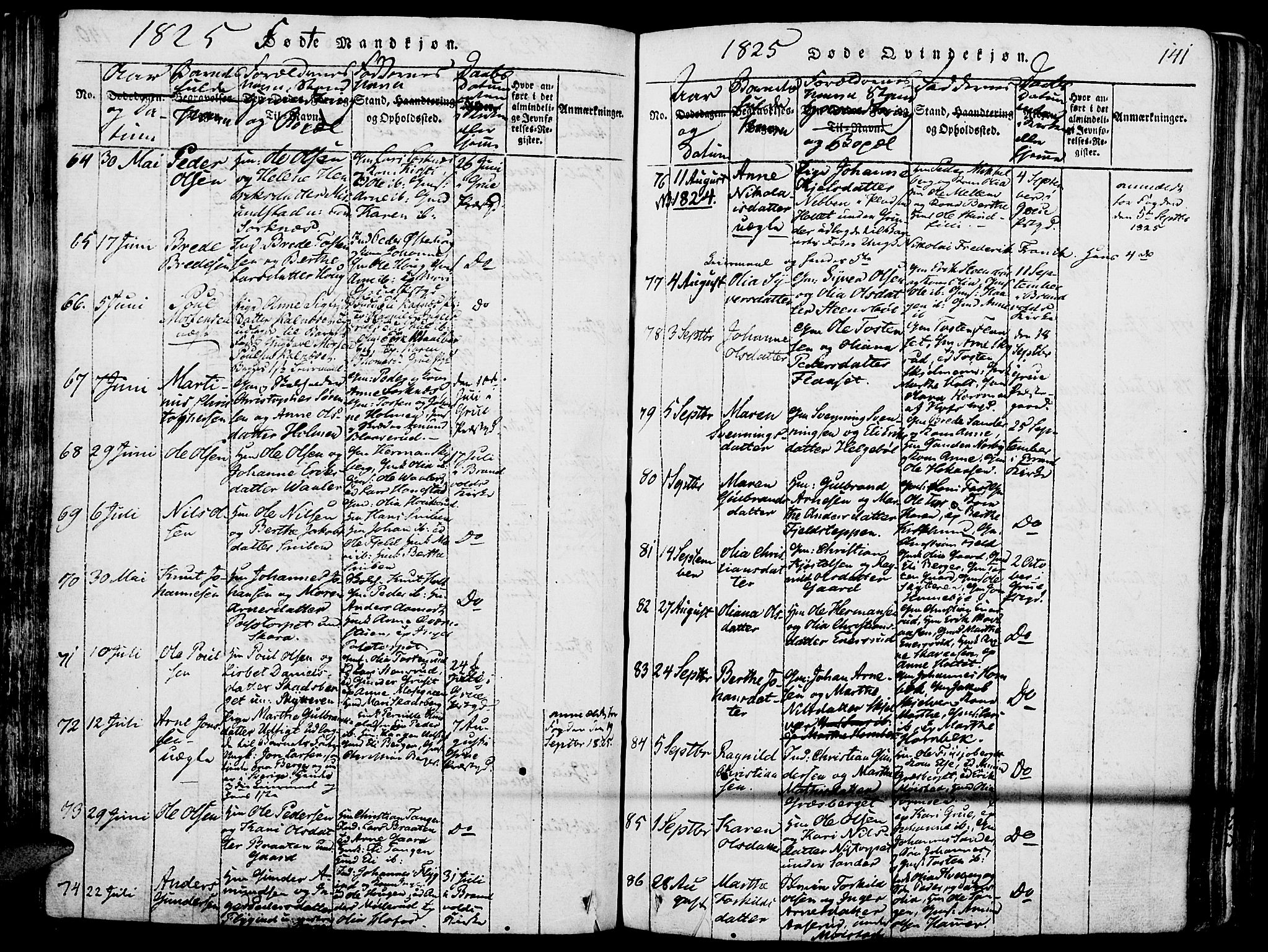 Grue prestekontor, SAH/PREST-036/H/Ha/Haa/L0006: Parish register (official) no. 6, 1814-1830, p. 141