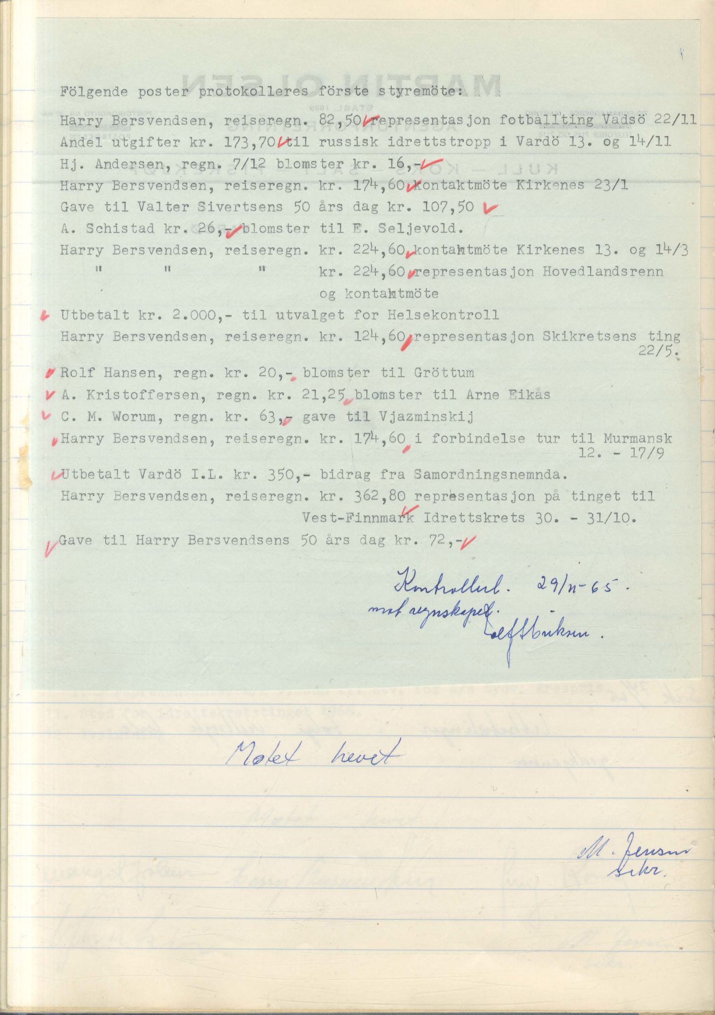 Aust-Finnmark Idrettskrets , FMFB/A-1041/A/L0007: Møteprotokoll for arbeidsutvalg, 1963-1971, p. 71