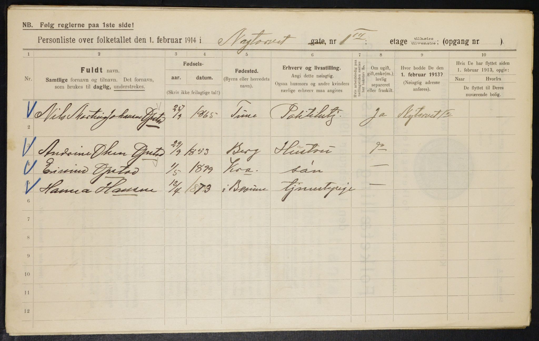 OBA, Municipal Census 1914 for Kristiania, 1914, p. 74030